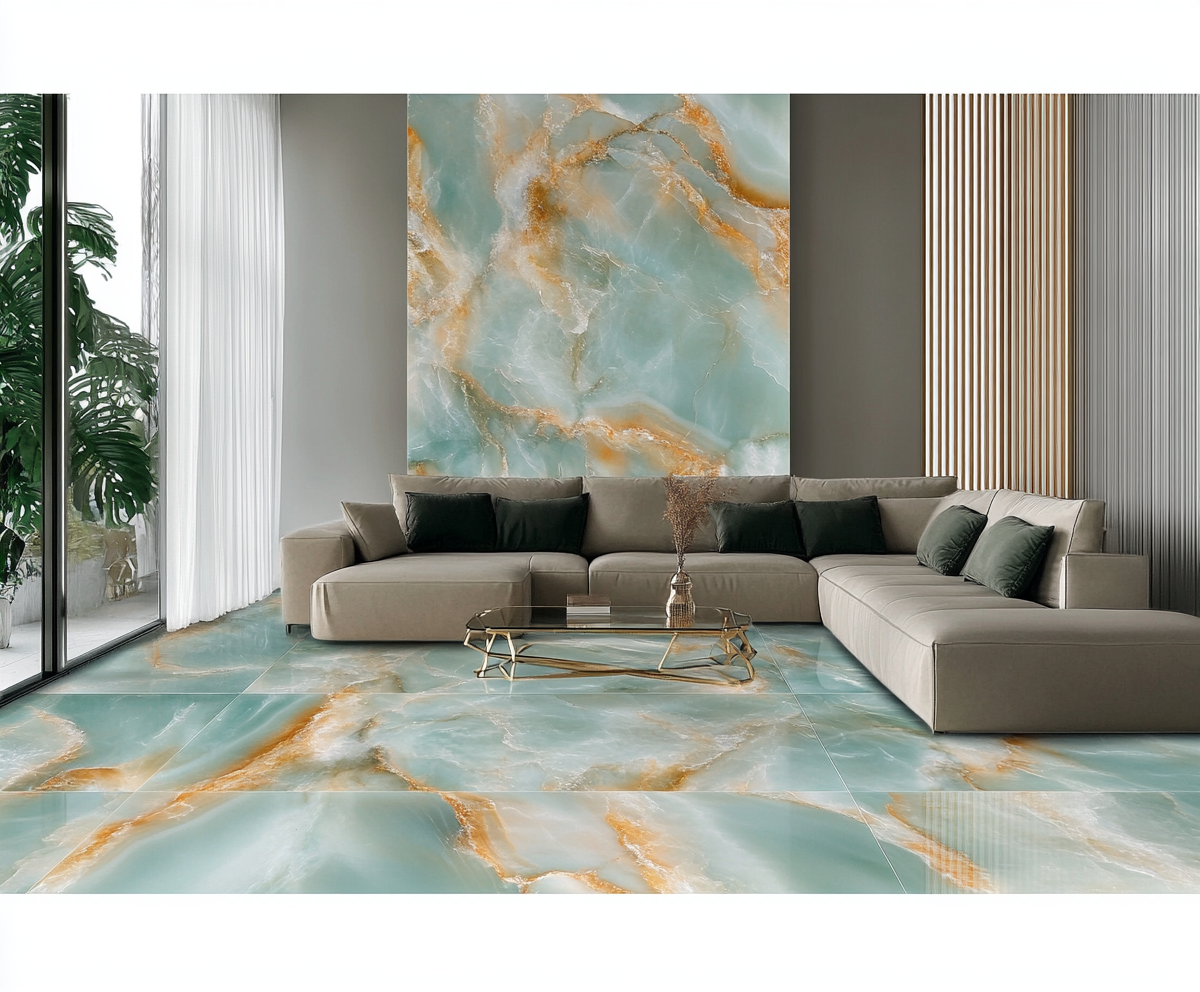 Product Application image of Multi Colour Pacific Ocean Prima Endless look Tile in Living Room