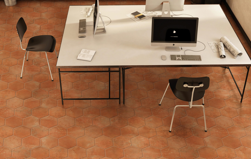 Subway Wall & Floor Tile TL 05275 D Hexalite Terracotta 10 x 9 inch (250x220 mm) Vitrified Matte Finish - 8 mm | 20 Random Faces | Suitable for Living Room, Accent / Feature Walls, Bathroom, Kitchen Wall & Backsplashes | Image 5