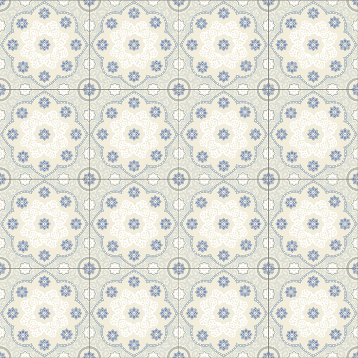 Moroccan Floor & Wall Tile TL 05062 Morissa Light Beige Floral 1 ft x 1 ft Ceramic Matte Finish - 8 mm | Suitable for Living Room, Bedroom, Bathroom, Kitchen & Balcony | Image 2