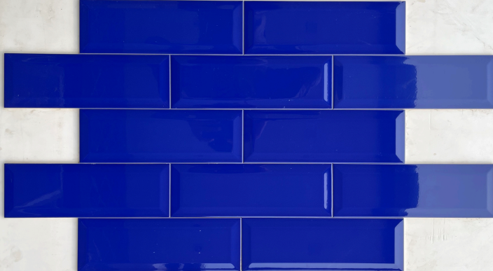 TL 00004 C 12x4 inches P Blue Bevelled Glossy Finish Tile | Image 1