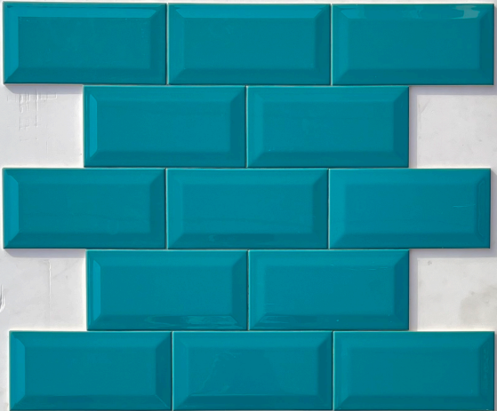 TL 00006 E 8x4 inches Aqua Blue Bevelled Glossy Finish Tile | Image 2