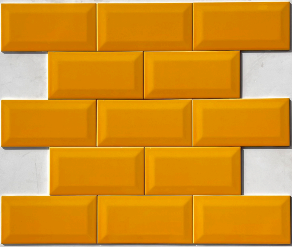 TL 00006 G 8x4 inches Mango Yellow Bevelled Glossy Finish Tile | Image 2