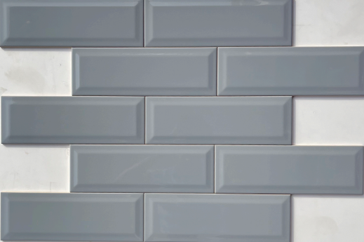 TL 00001 I 12x4 inches Grey Bevelled Glossy Finish Tile | Image 1