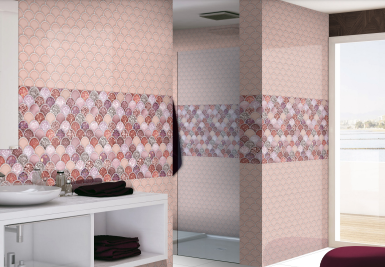 Faux Subway Wall Tile TL 05378 H Miraq Shellora Orchid Pink 2 ft x 1 ft Ceramic Glossy Finish - 8 mm | Suitable For Kitchen, Bathroom Walls and Backsplashes | Image 2