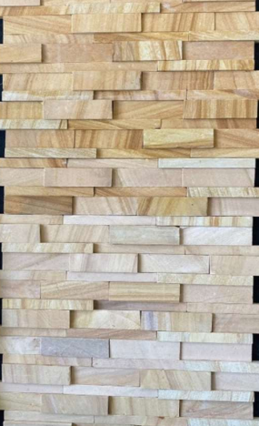 A close-up of a 1037 Teak Natural 609.6x152.4 mm Wall Cladding available at Material Depot in Bangalore