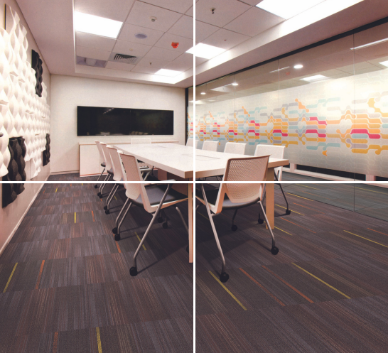 04 - KhakiBrown Highlightstrips - Orange/Yellow 500x500 mm 100% PP/ Eco Back Carpet Tile - 5 mm  Image 02