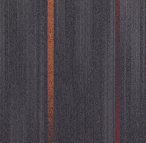 10 - Cloudy Grey Highlightstrips-Orange/Red 500x500 mm 100% PP/ Eco Back Carpet Tile - 5 mm  Image 01