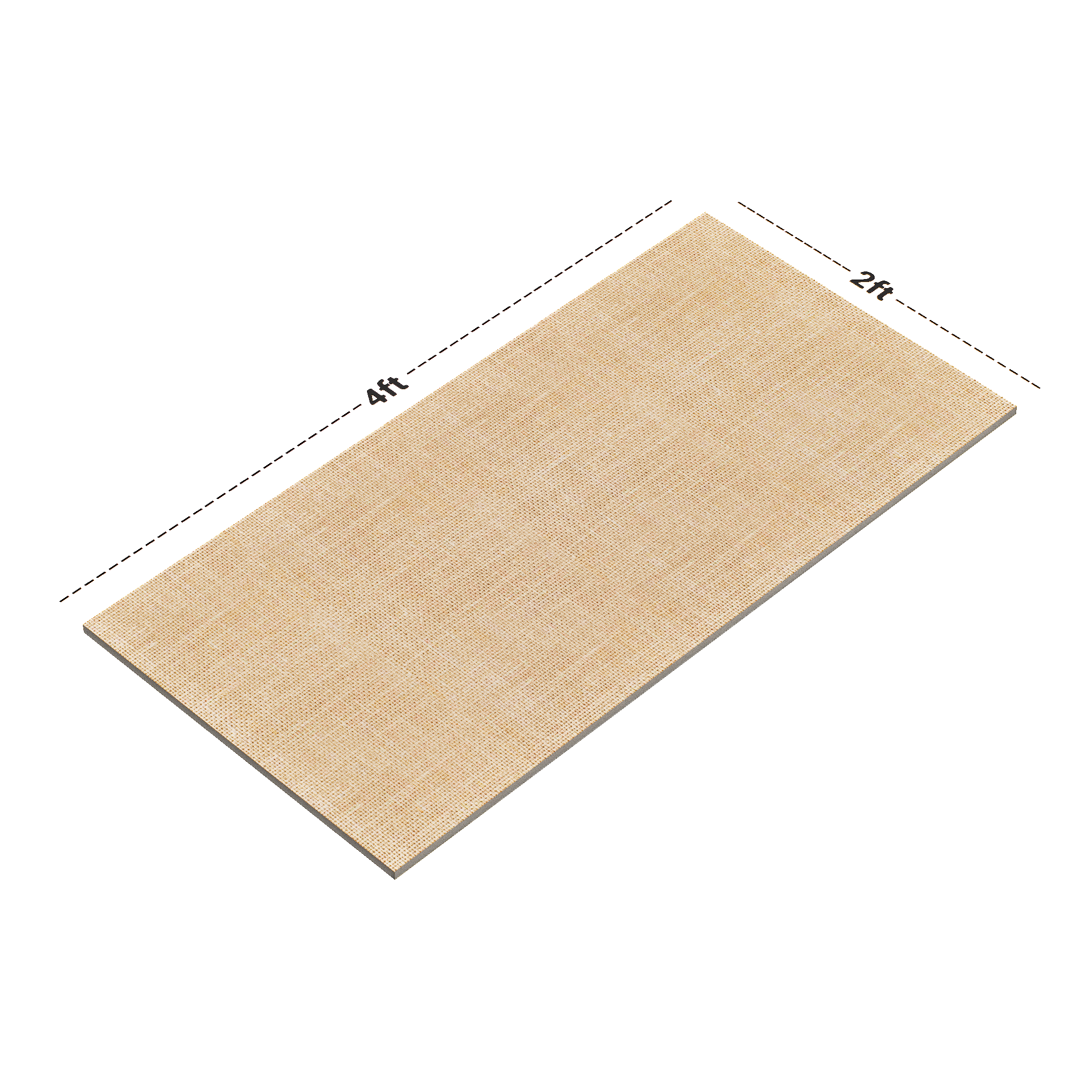 Dimension image of TL 00146 Cream 4 ft x 2 ft Fabric Surface Matte Finish Vitrified Floor Tile - 9 mm | Material Depot