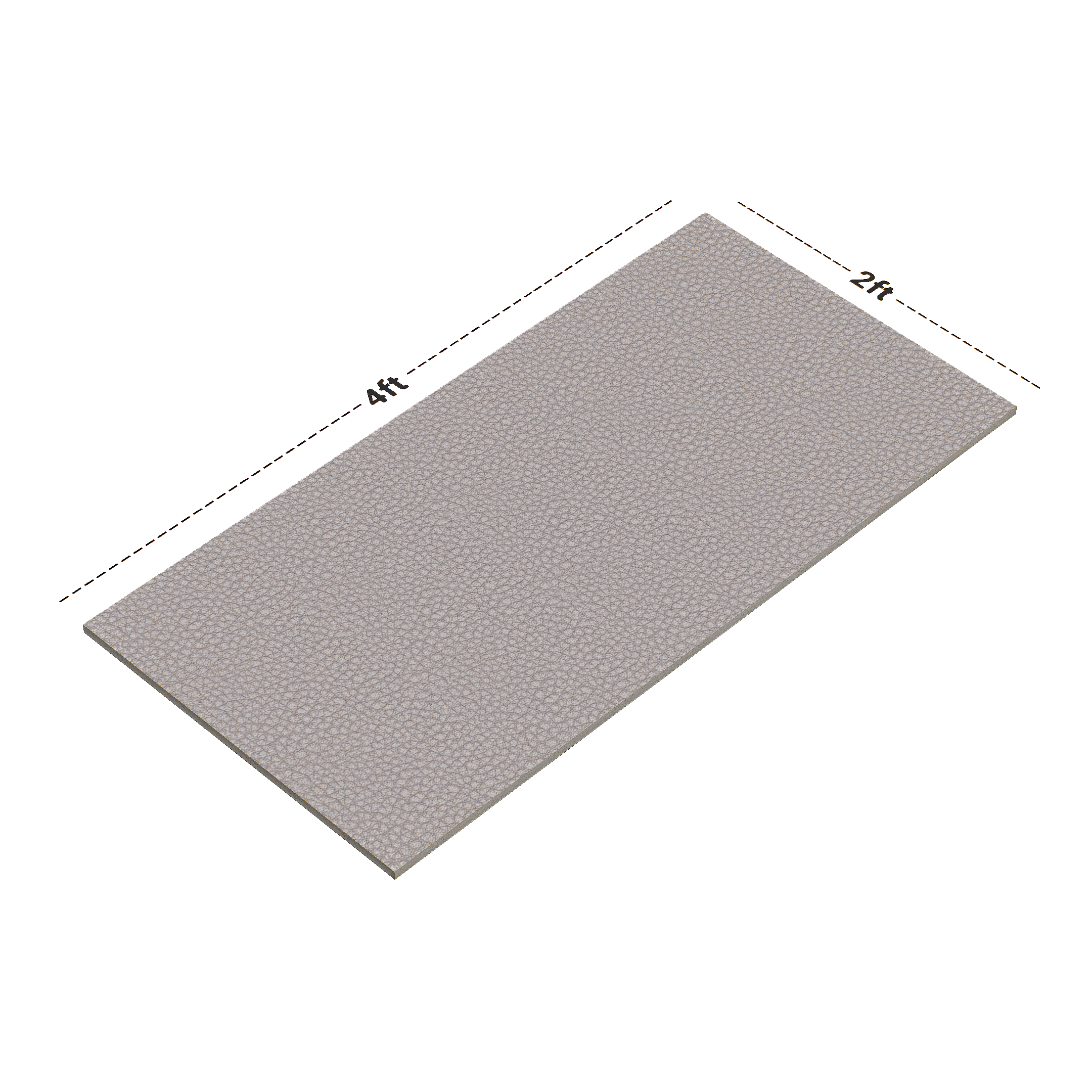 Dimension image of TL 00148 Grey 4 ft x 2 ft Leather Finish Vitrified Floor Tile - 9 mm | Material Depot