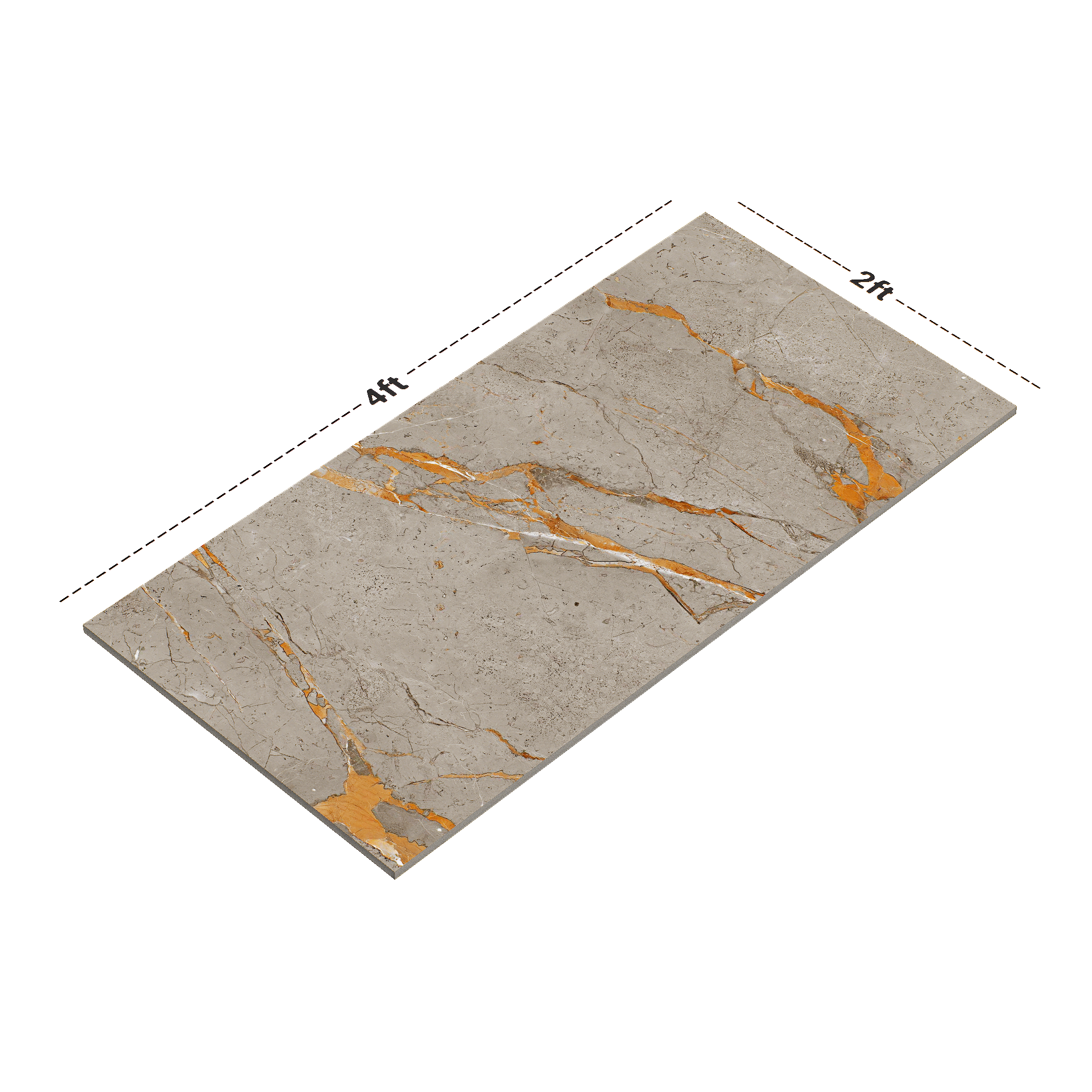 Dimension image of TL 00153 Grey 4 ft x 2 ft Carving Matte Finish Vitrified Floor Tile - 9 mm | Material Depot