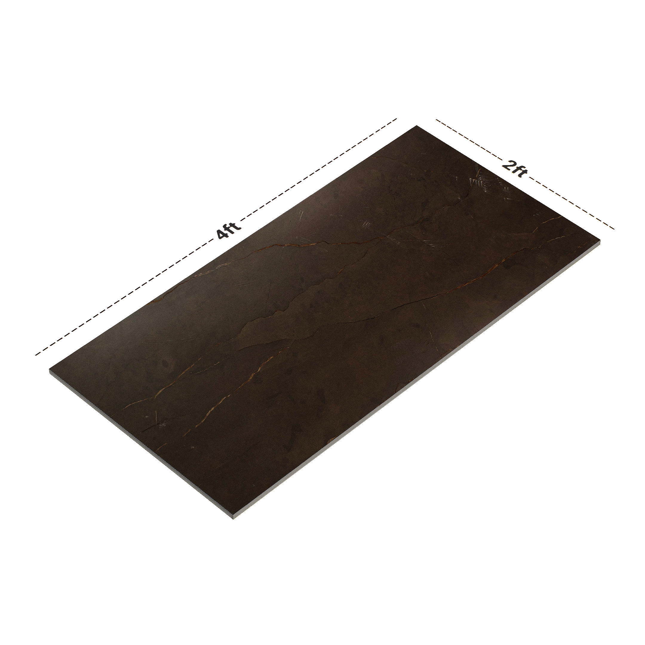 Dimension image of TL 00156 Wenge 4 ft x 2 ft Carving Matte Finish Vitrified Floor Tile - 9 mm | Material Depot