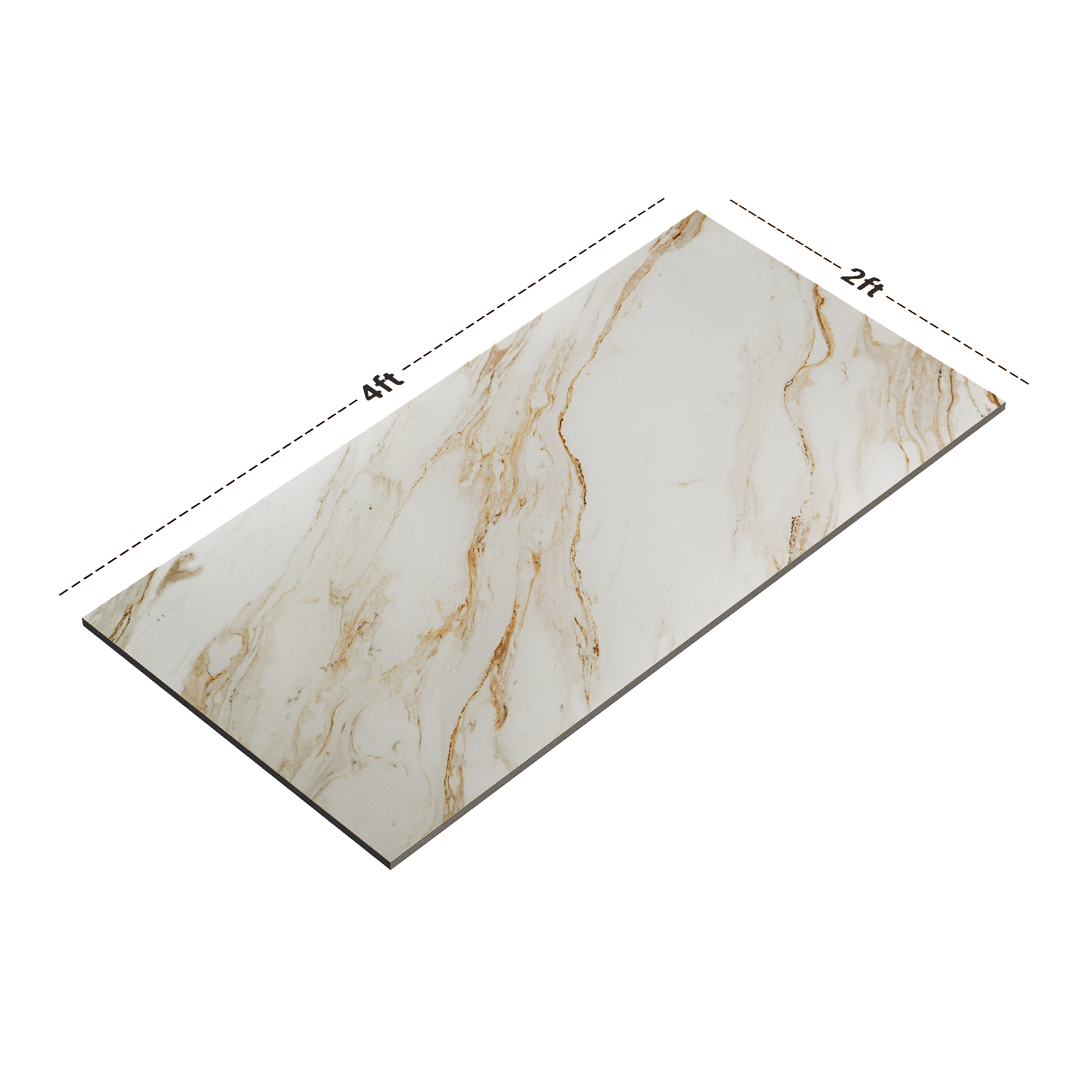 Dimension image of TL 00157 Butterscotch Cream 4 ft x 2 ft Carving Matte Finish Vitrified Floor Tile - 9 mm | Material Depot