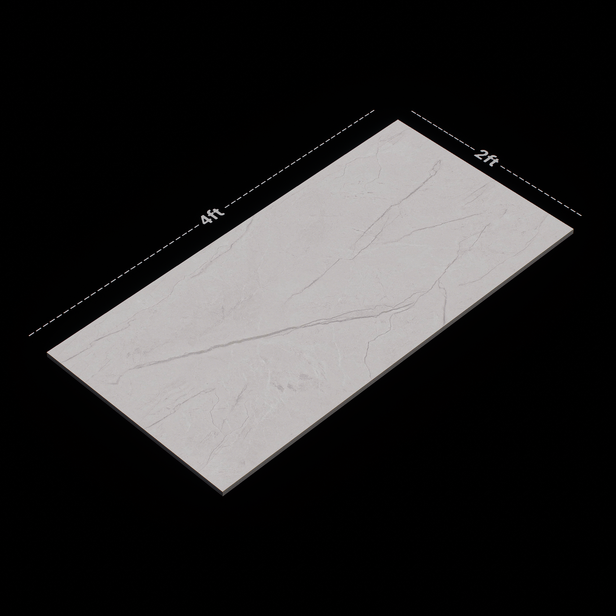 Dimension image of TL 00164 White 4 ft x 2 ft Endless Carving Matte Finish Vitrified Wall & Floor Tile - 9 mm | Material Depot