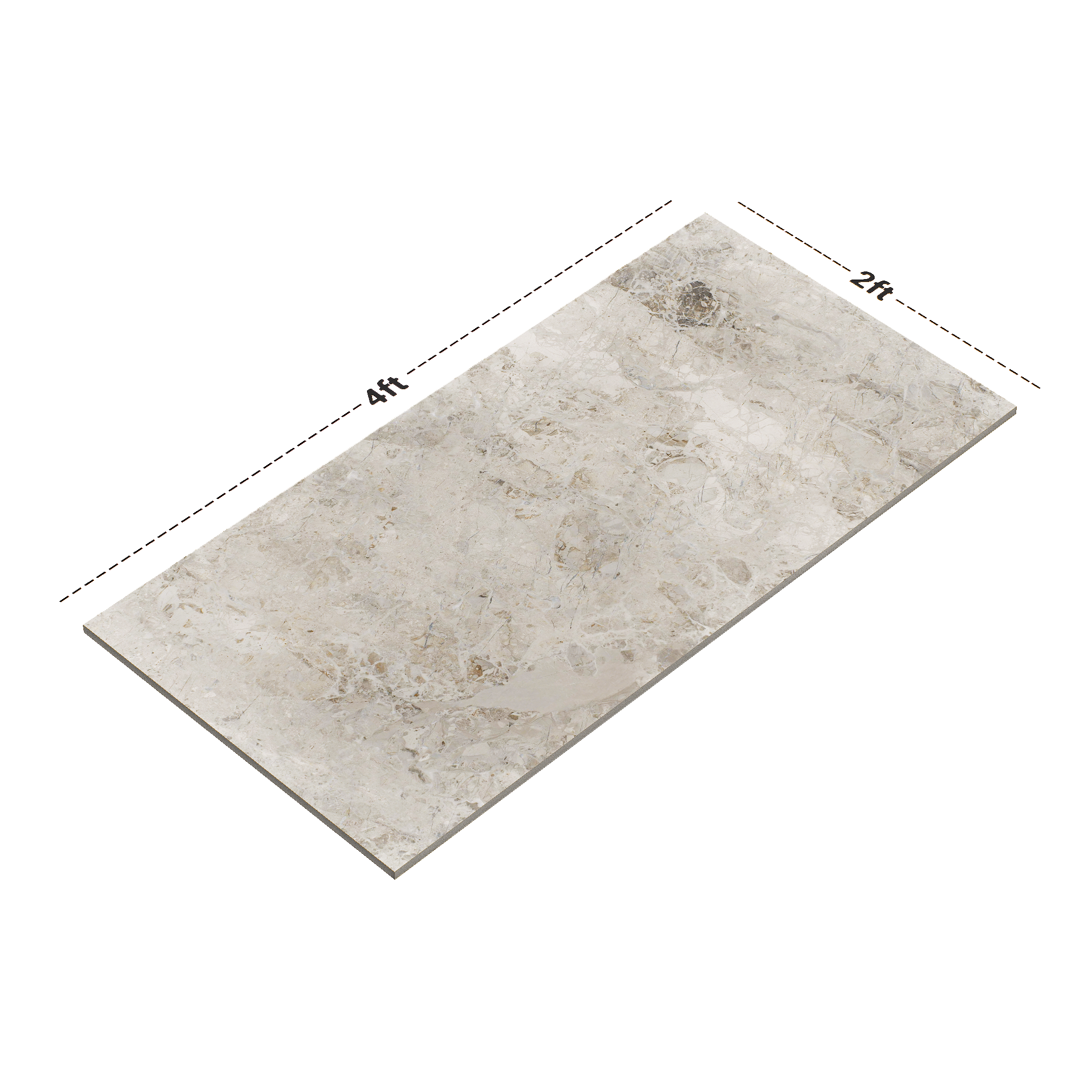 Dimension image of TL 00168 Grayscale Grey 4 ft x 2 ft Endless Carving Matte Finish Vitrified Floor Tile - 9 mm | Material Depot