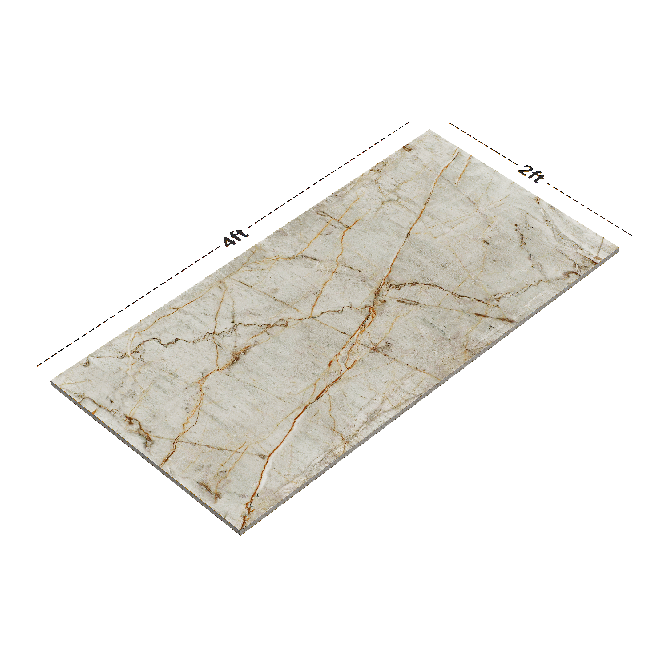 Dimension image of TL 00171 Ash Grey 4 ft x 2 ft Endless Carving Matte Finish Vitrified Floor Tile - 9 mm | Material Depot