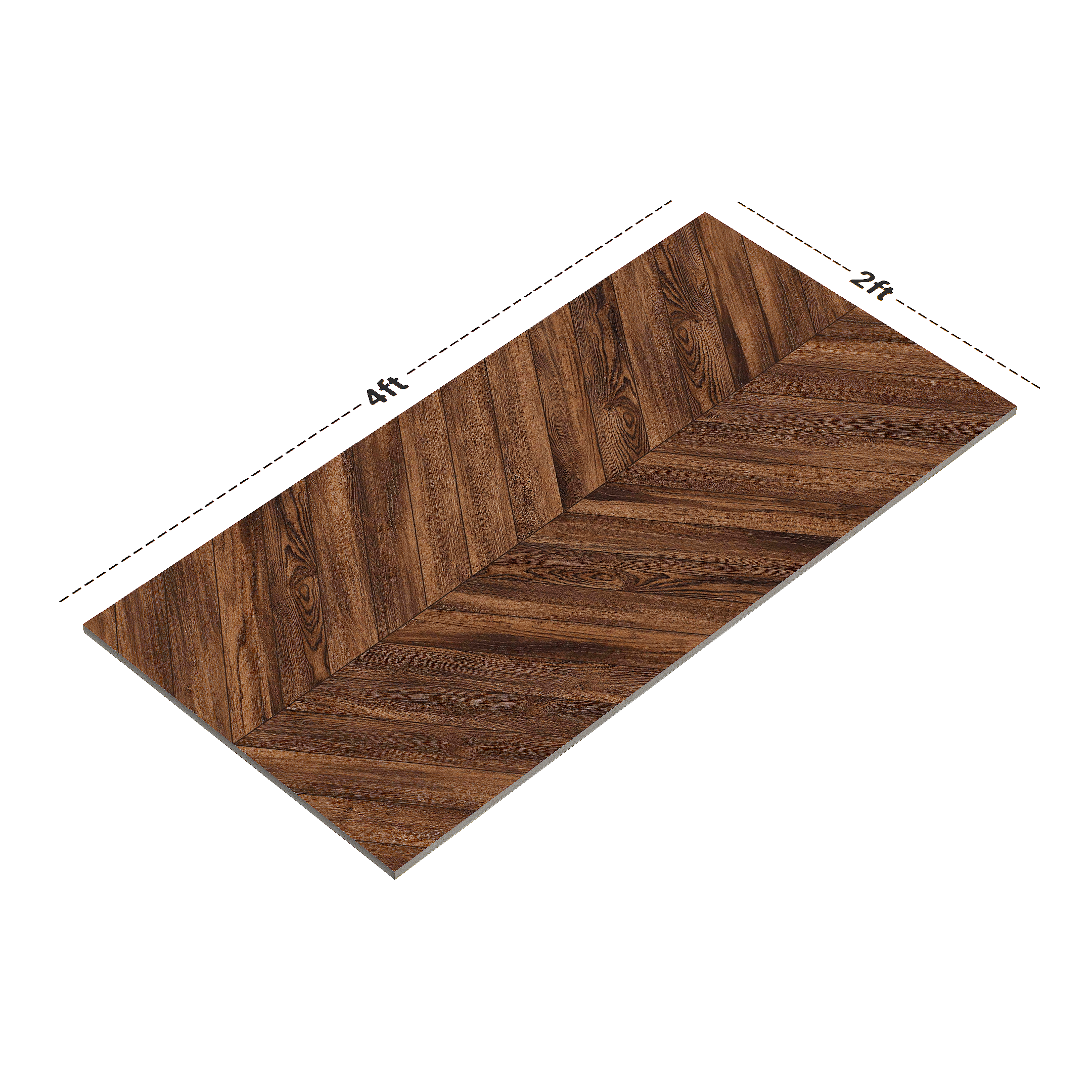 Dimension image of TL 00174 Wenge 4 ft x 2 ft Carving Matte Finish Vitrified Floor & Wall Tile - 9 mm | Material Depot