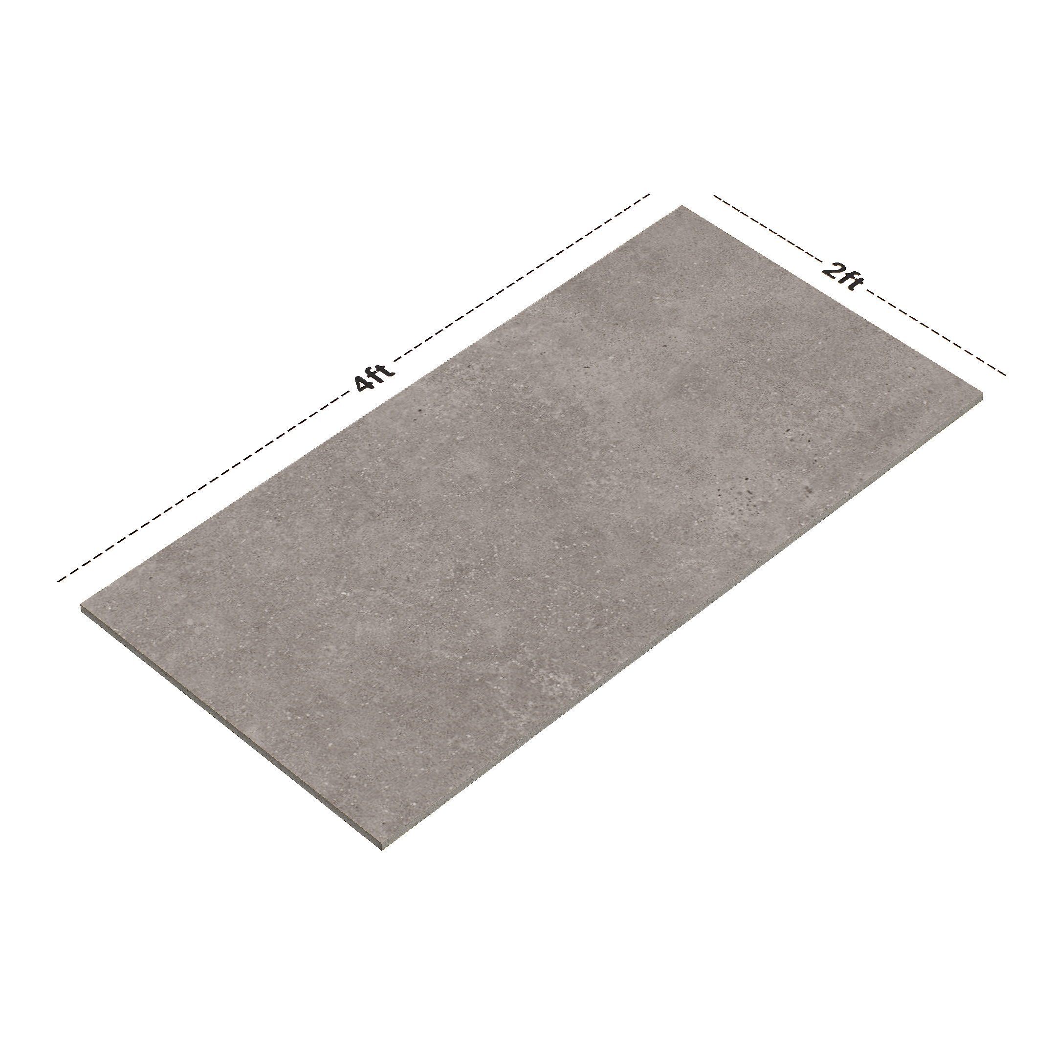 Dimension image of TL 00184 Grey 4 ft x 2 ft Matte Finish Vitrified Wall Tile - 9 mm | Material Depot