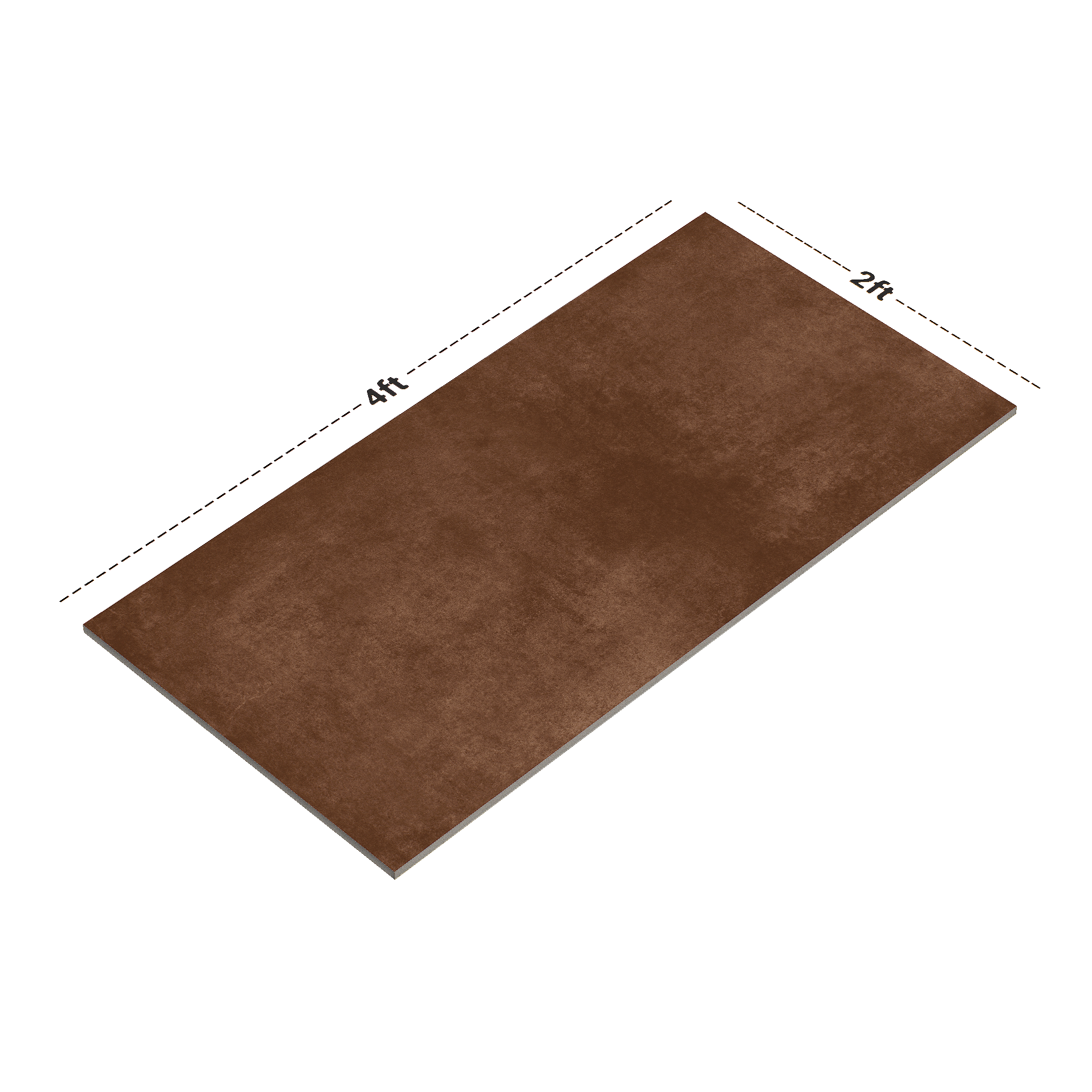 Dimension image of TL 00191 Brown 4 ft x 2 ft Matte Finish Vitrified Floor Tile - 9 mm | Material Depot