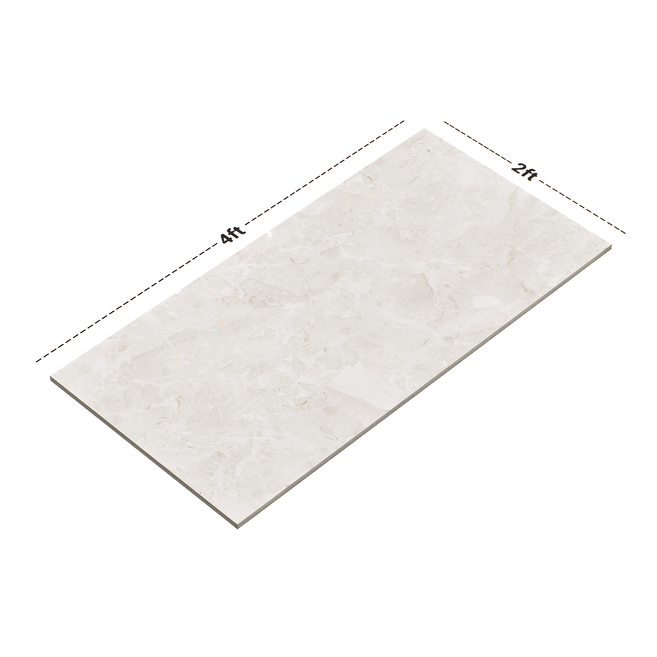 Dimension image of TL 00192 Buff Beige 4 ft x 2 ft Matte Finish Vitrified Floor Tile - 9 mm | Material Depot