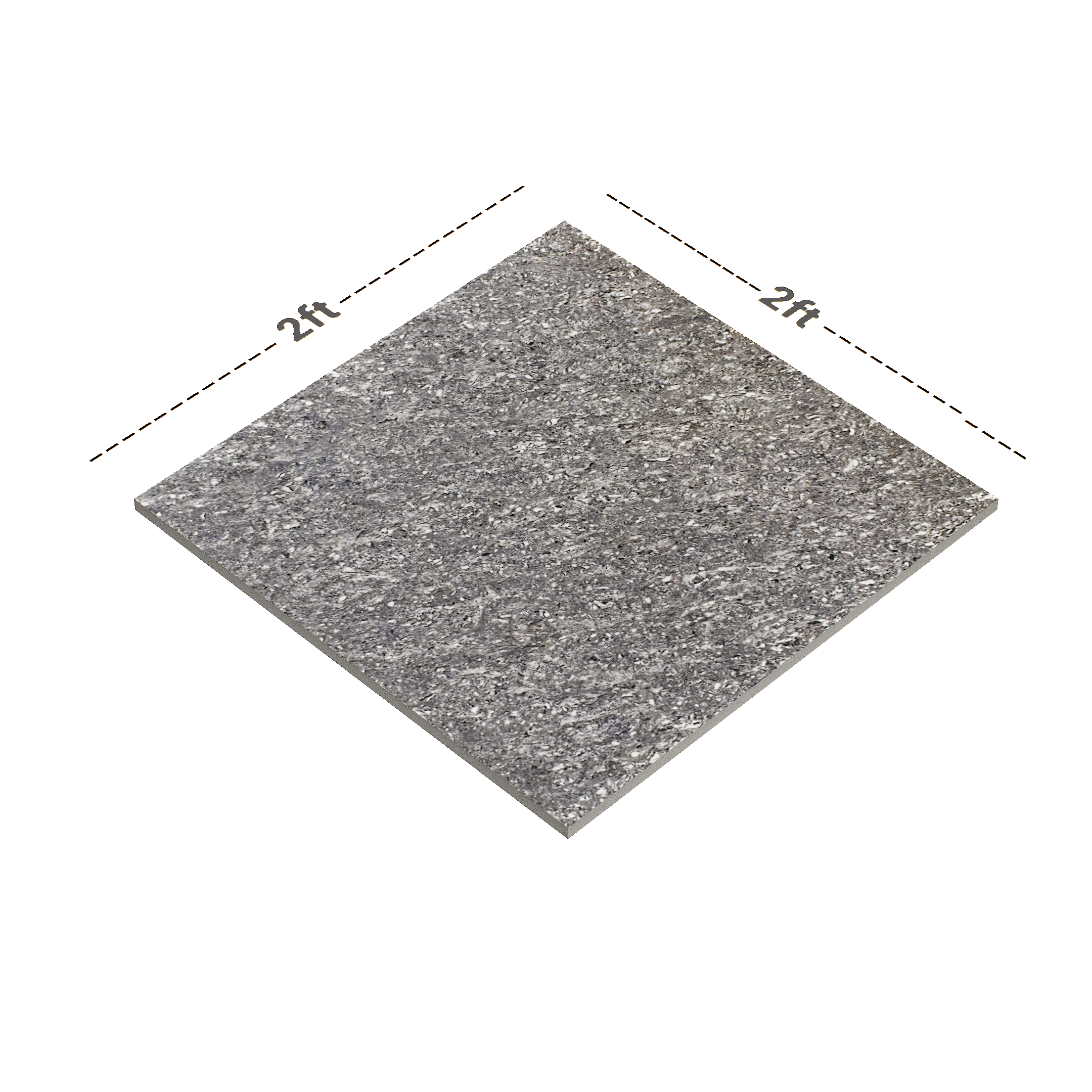 Dimension image of TL 00368 Leaden Grey 2 ft x 2 ft Glossy Finish Double Charged Vitrified Floor Tile - 9 mm | Material Depot