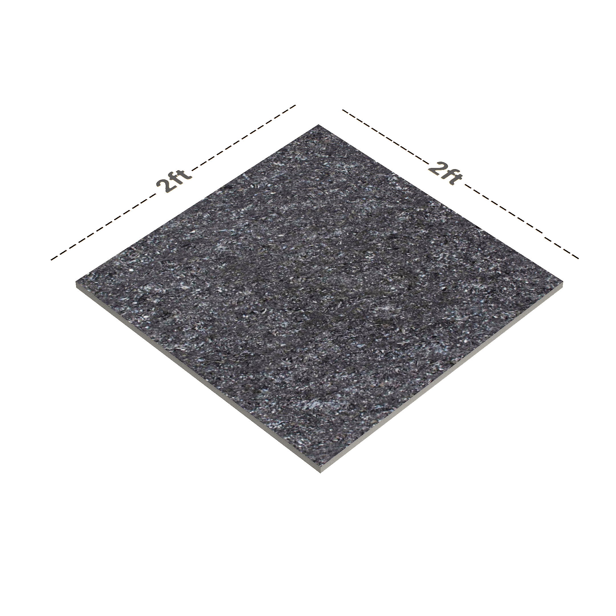 Dimension image of TL 00369 Neo Black 2 ft x 2 ft Glossy Finish Double Charged Vitrified Floor Tile - 9 mm | Material Depot