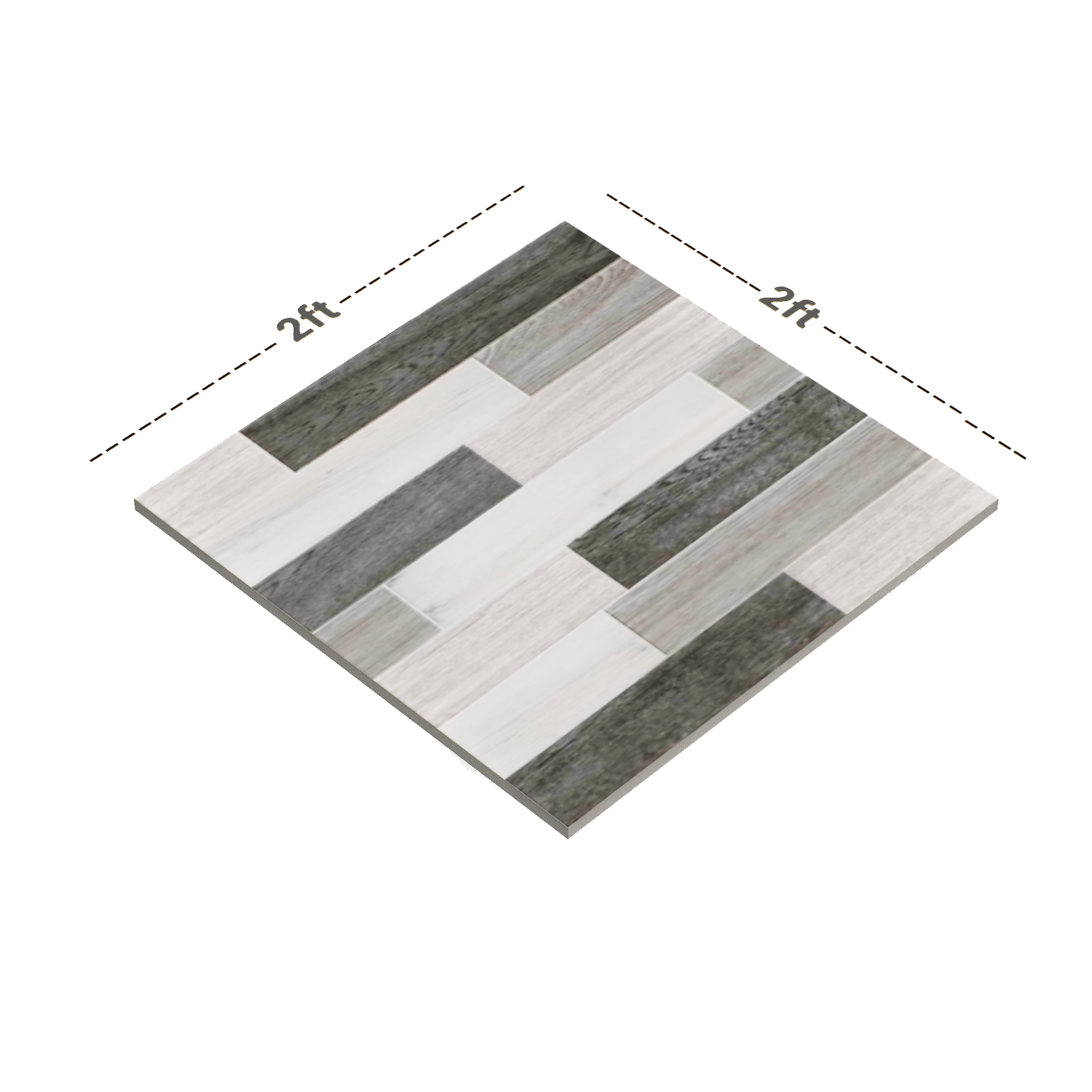 Dimension image of TL 00459 Dim Grey 2 ft x 2 ft Matte Finish Digital Porcelain Floor & Wall Tile - 9.5 mm | Material Depot