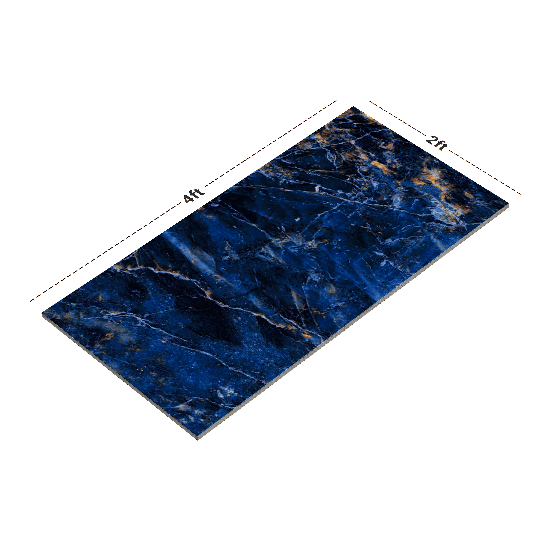 Dimension image of TL 00465 Aqua Blue 2 ft x 4 ft High Gloss Finish Digital Vitrified Wall & Floor Tile - 10 mm | Material Depot