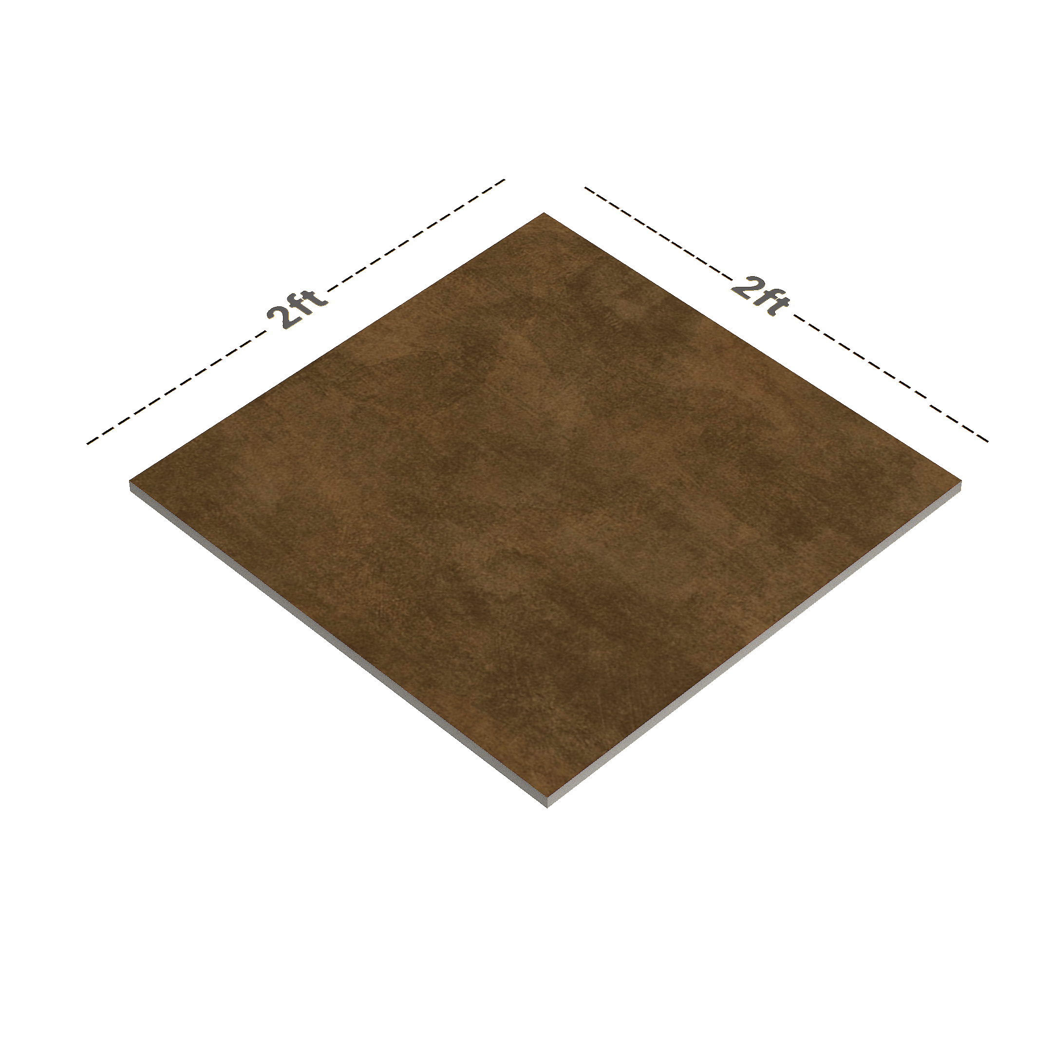 Dimension image of TL 00563 Coffee Brown 2 ft x 2 ft Matte Finish Digital Porcelain Floor & Wall Tile - 9.5 mm | Material Depot