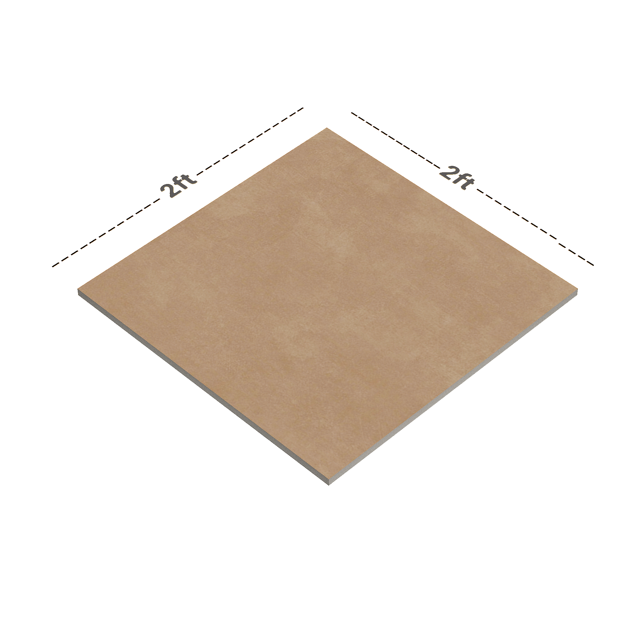 Dimension image of TL 00565 Brown Beaver 2 ft x 2 ft Matte Finish Digital Porcelain Floor & Wall Tile - 9.5 mm | Material Depot