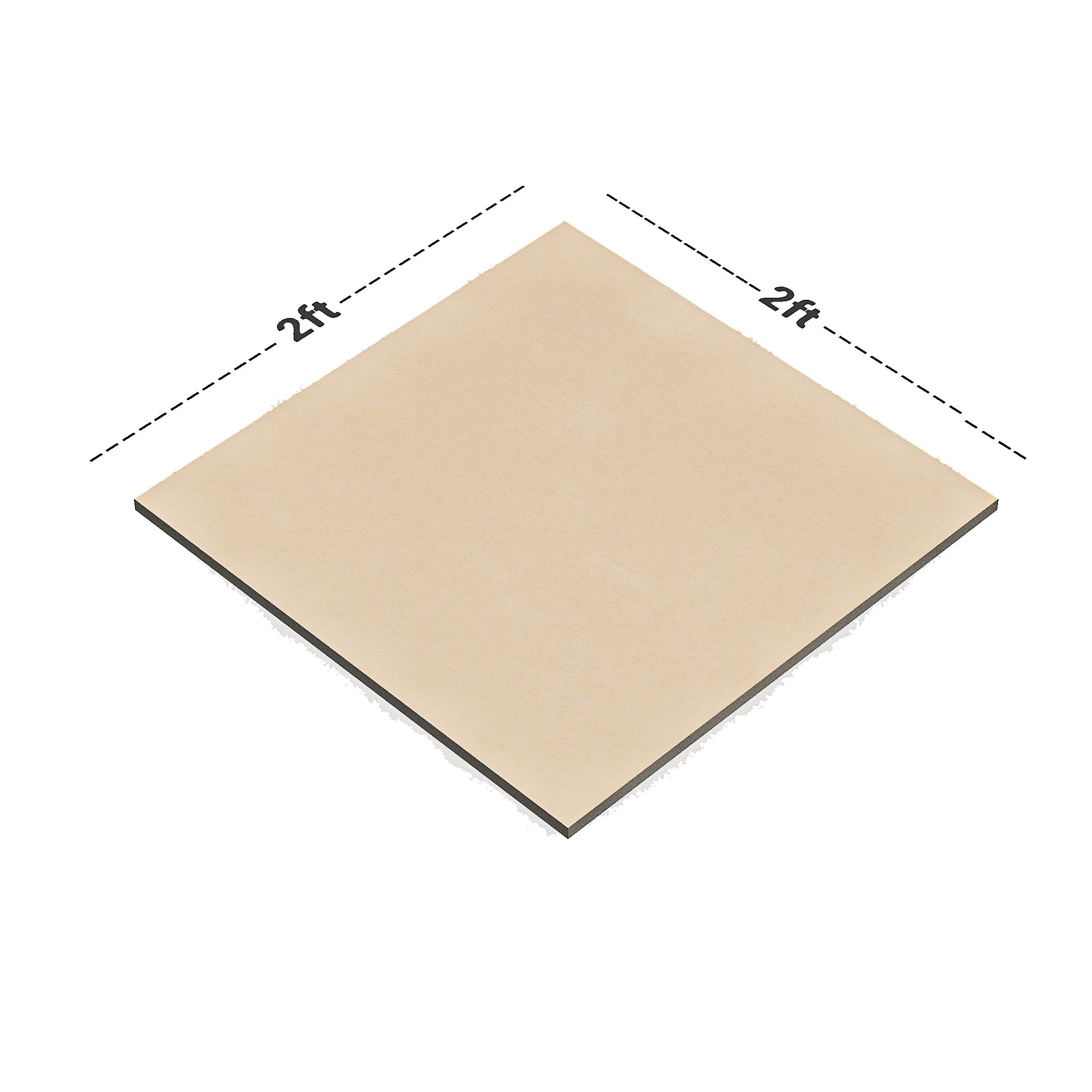 Dimension image of TL 00567 Crema 2 ft x 2 ft Matte Finish Digital Porcelain Floor & Wall Tile - 9.5 mm | Material Depot