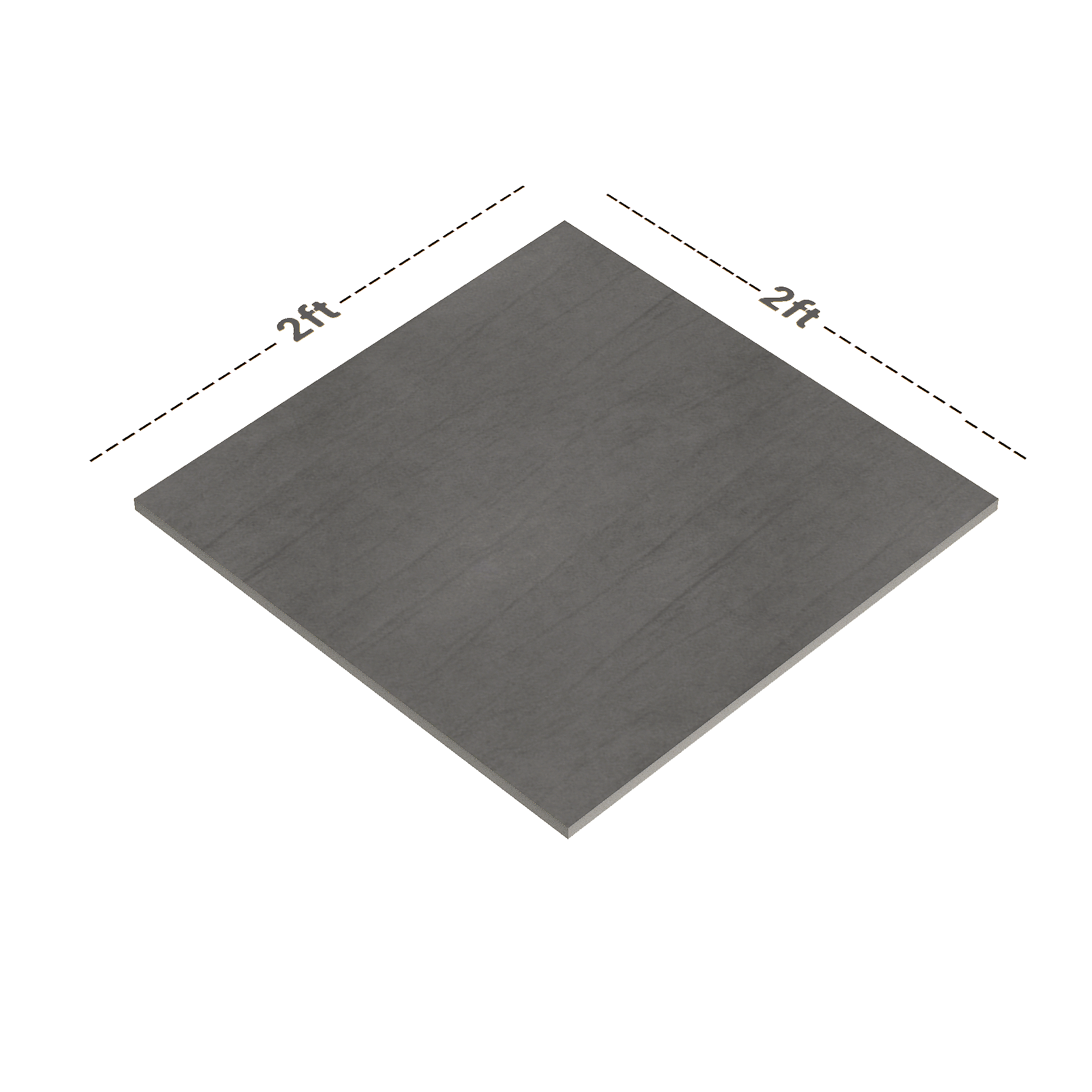 Dimension image of TL 00570 Foggy Grey 2 ft x 2 ft Matte Finish Digital Porcelain Floor & Wall Tile - 9.5 mm | Material Depot