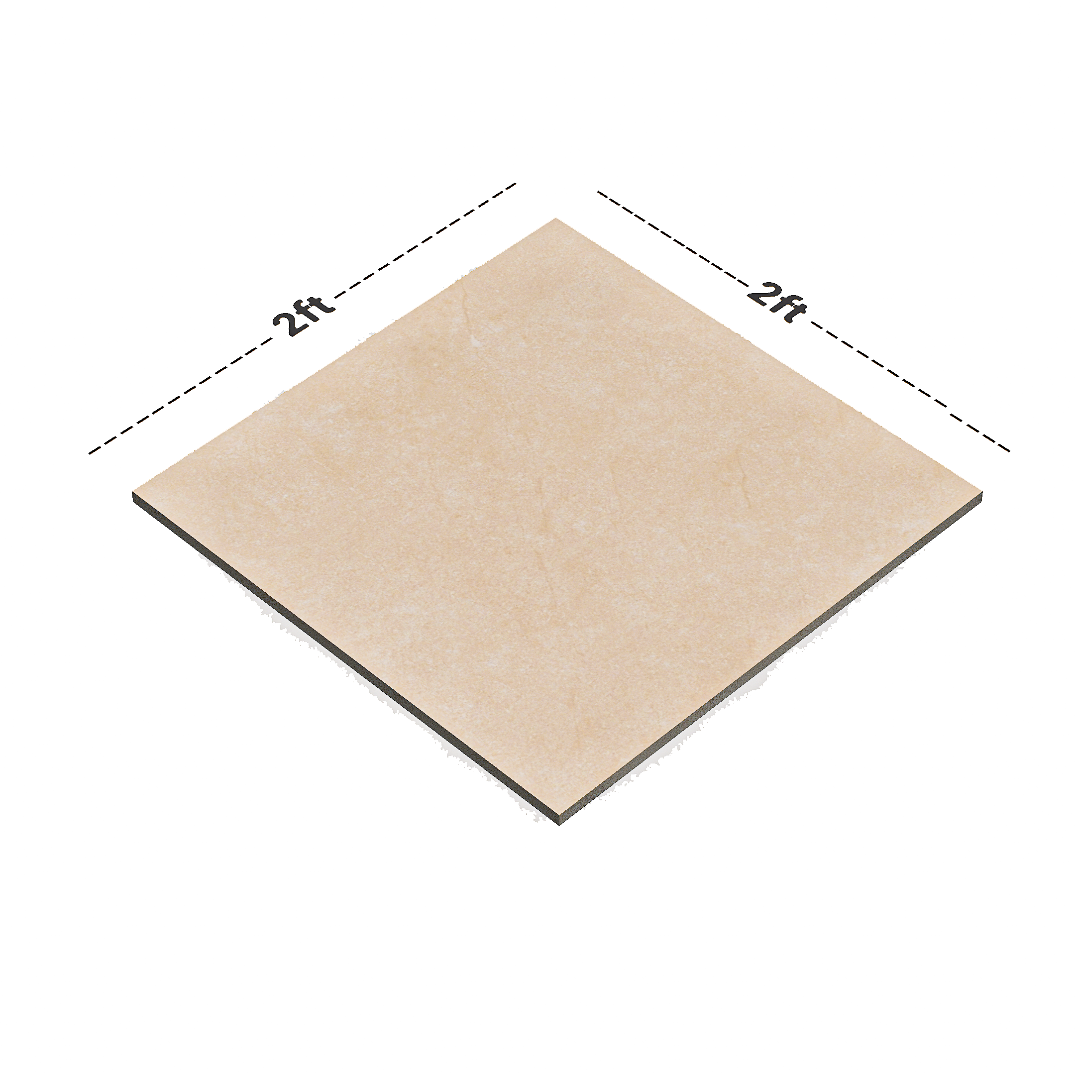 Dimension image of TL 00578 Beige 2 ft x 2 ft Matte Finish Digital Porcelain Floor & Wall Tile - 9.5 mm | Material Depot