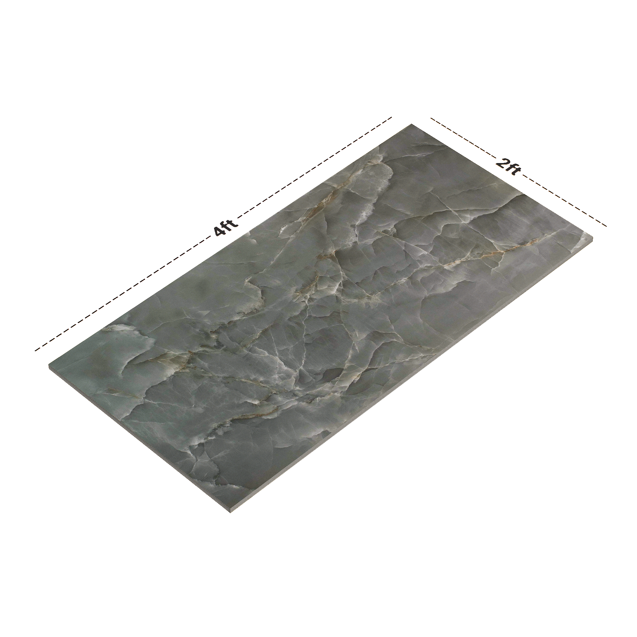 Dimension image of TL 00632 Grigio 2 ft x 4 ft Glossy Finish Endless Vitrified Floor & Wall Tile - 9 mm | Material Depot