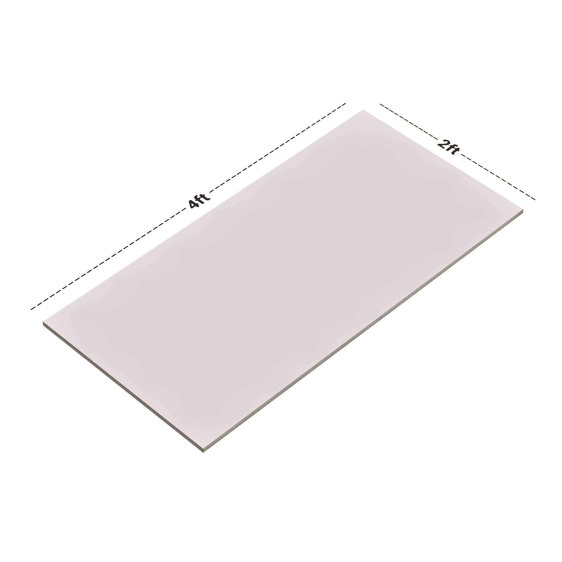 Dimension image of TL 00693 A Radiant Rosy Series Plain Pink Matte Finish 4 ft x 2 ft Full Body Vitrified Tile - 9 mm | Material Depot