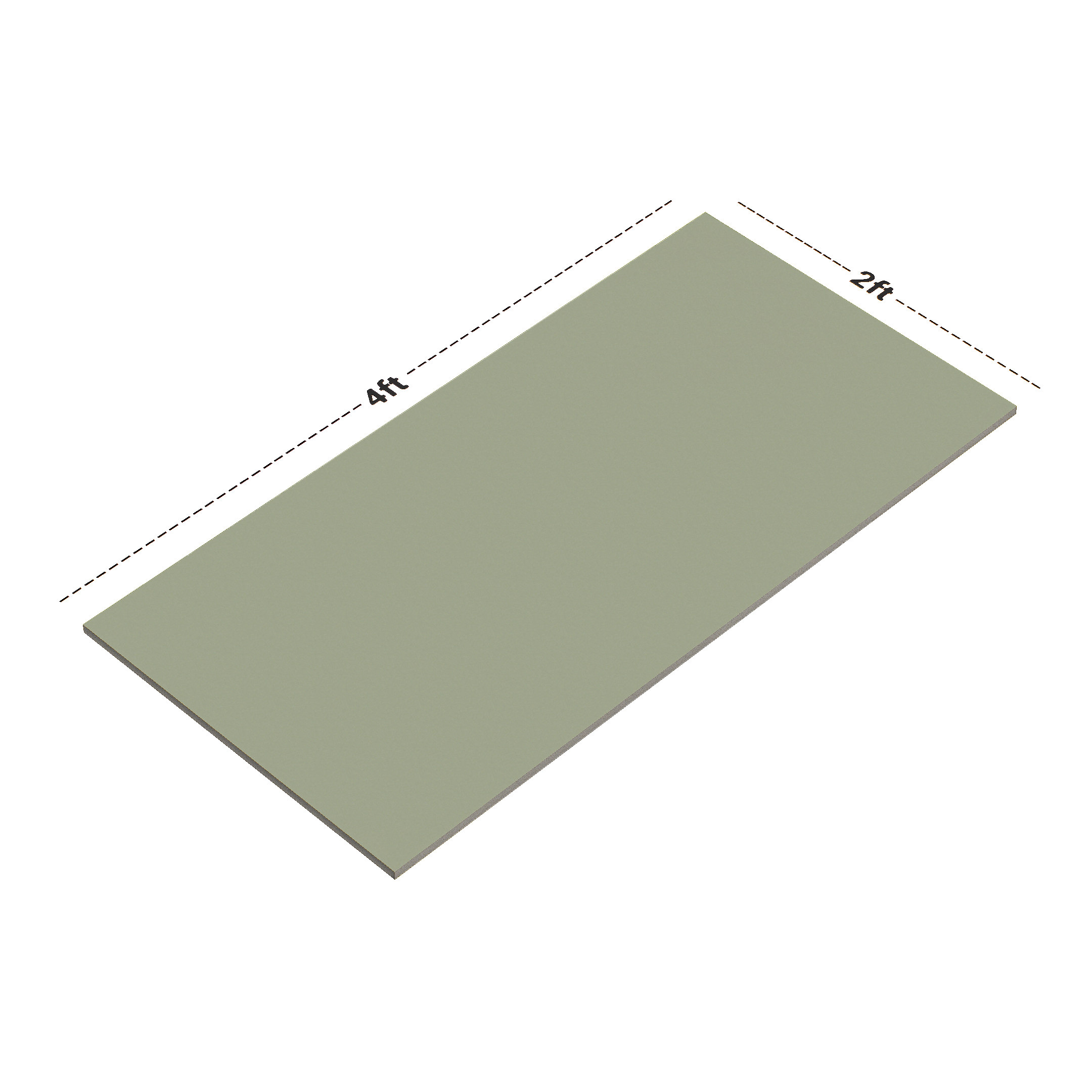 Dimension image of TL 00707 Lime Green Matte Finish 4 ft x 2 ft Full Body Vitrified Tile - 9 mm | Material Depot