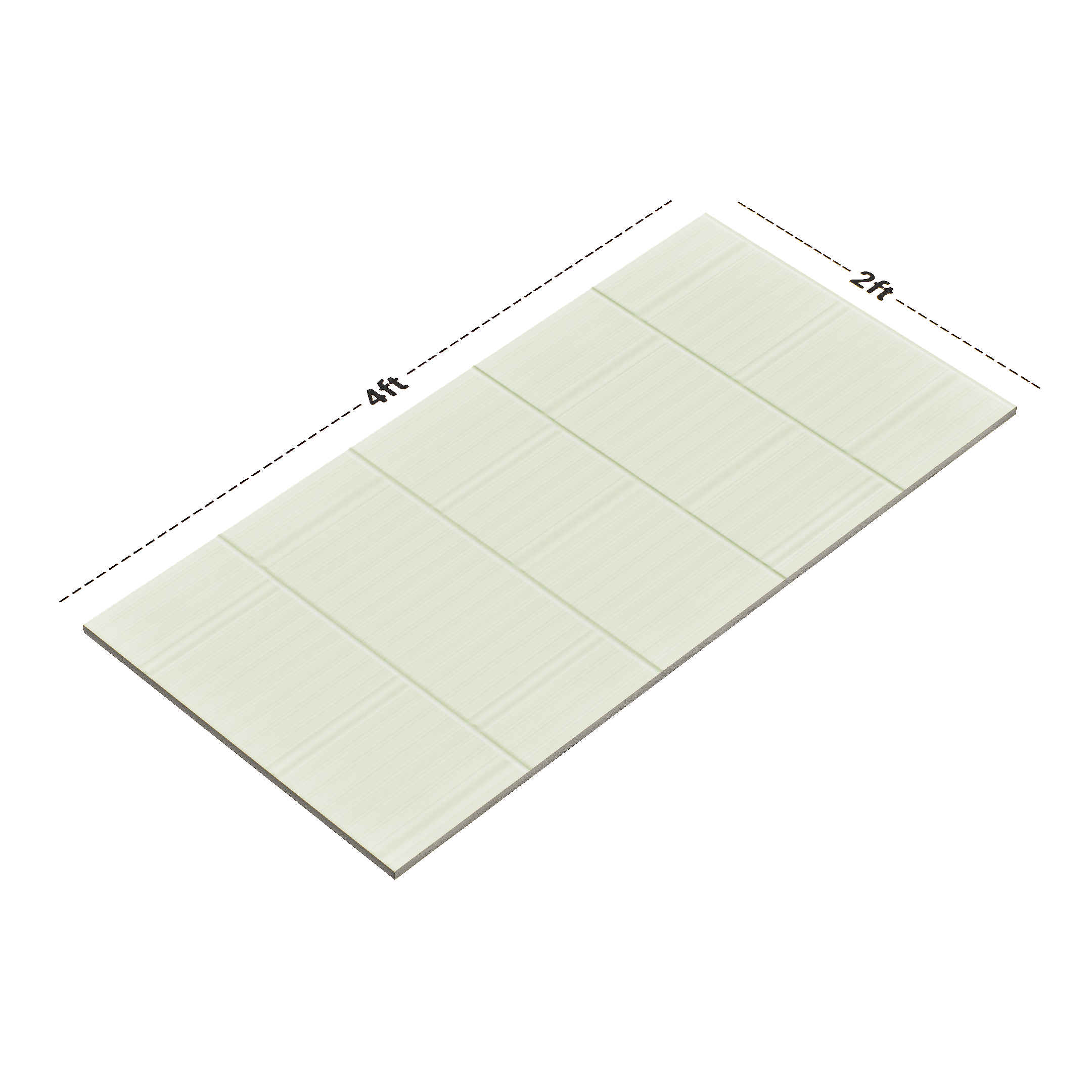 Dimension image of TL 00697 G Oliva Verde Series Pattern 6 Green Chrome Finish 4 ft x 2 ft Full Body Vitrified Tile - 9 mm | Material Depot