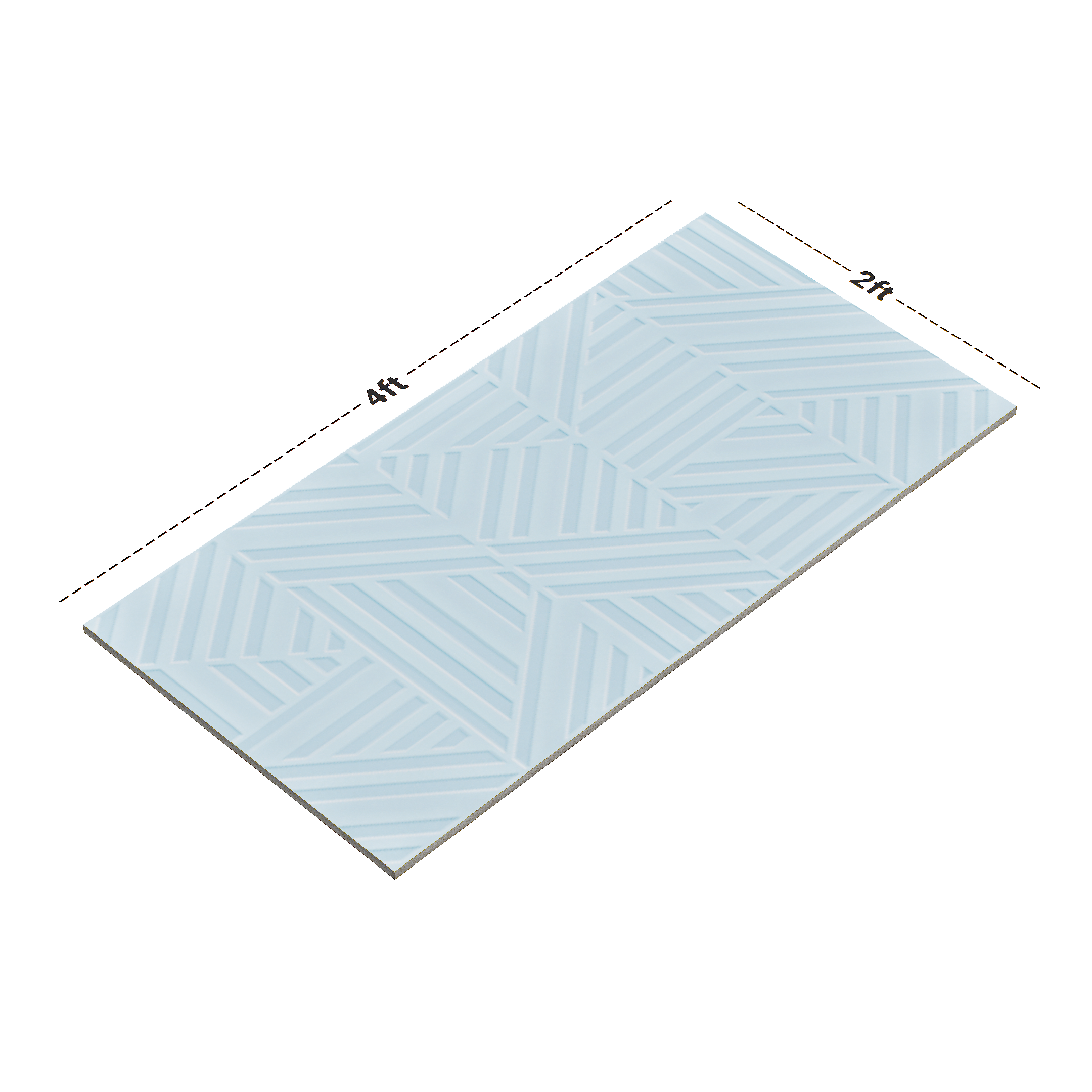 Dimension image of TL 00699 I Oceanic Surfer Series Pattern 8 Blue Chrome Finish 4 ft x 2 ft Full Body Vitrified Tile - 9 mm | Material Depot