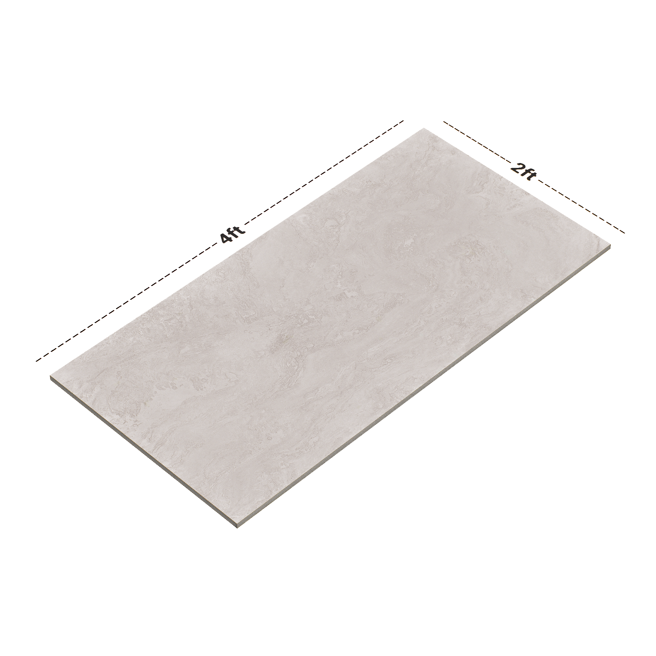 Dimension image of TL 00734 Tobacco Light Grey 1200 x 600 mm Random Face Carving Matte Finish Vitrified Wall & Floor Tile - 9 mm | Material Depot