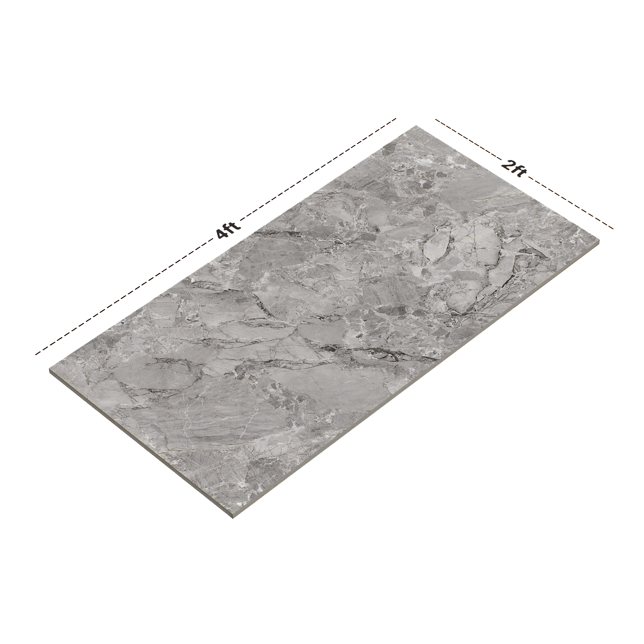 Dimension image of TL 00798 Fontana Silver 1200 x 600 mm Endless Carving Matte Finish Vitrified Wall & Floor Tile - 9 mm | Material Depot