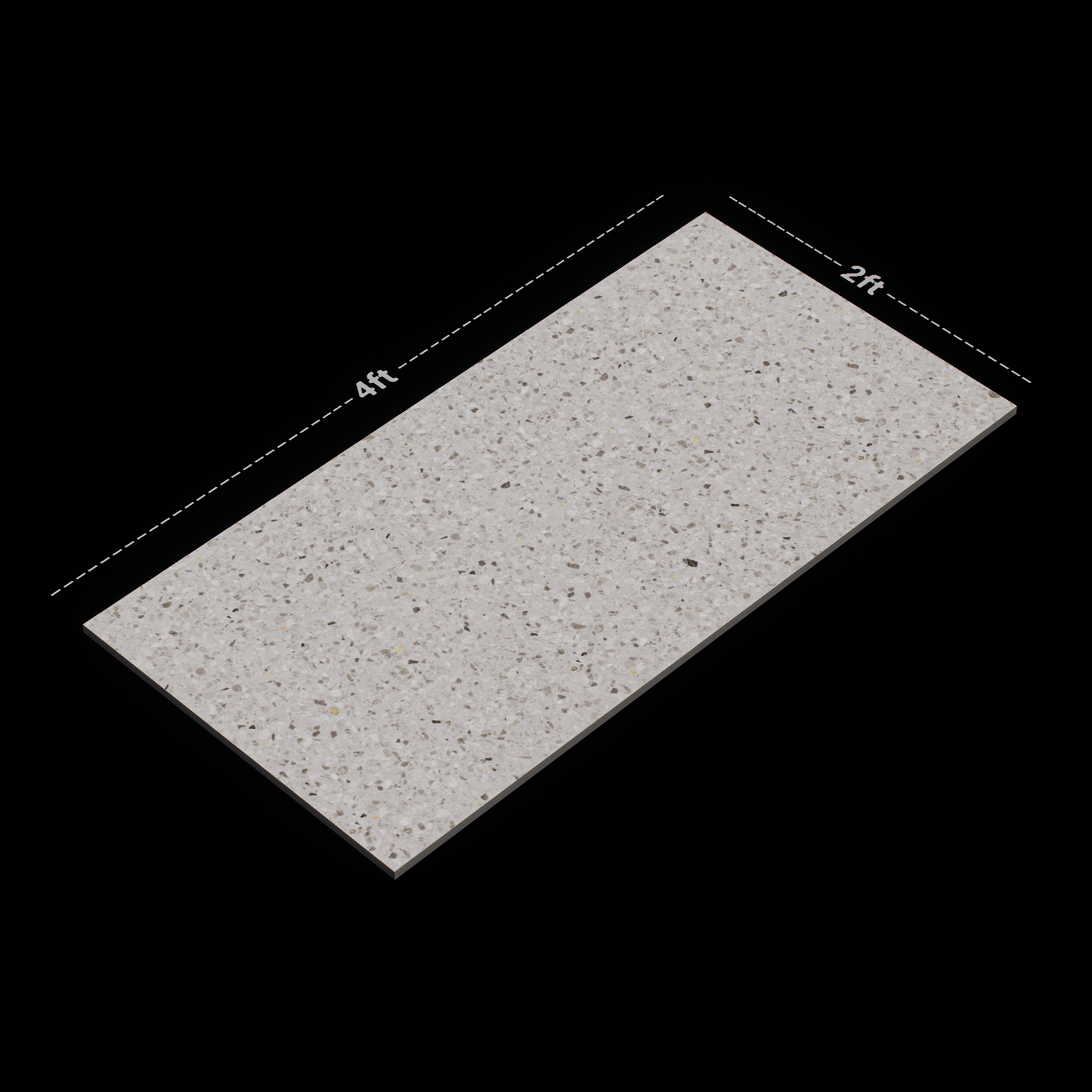 Dimension image of TL 00847 Devine Bianco 1200x600 mm Random Face Terrazzo Matte Finish Porcelain Floor Tile - 9 mm | Material Depot