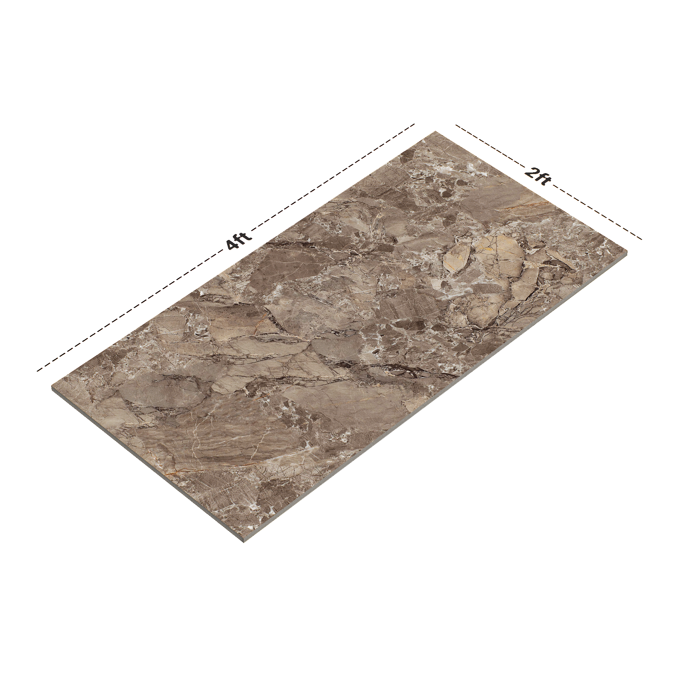 Dimension image of TL 00940 Fontana Choco 1200 x 600 mm Endless Carving Matte Finish Vitrified Wall & Floor Tile - 9 mm | Material Depot