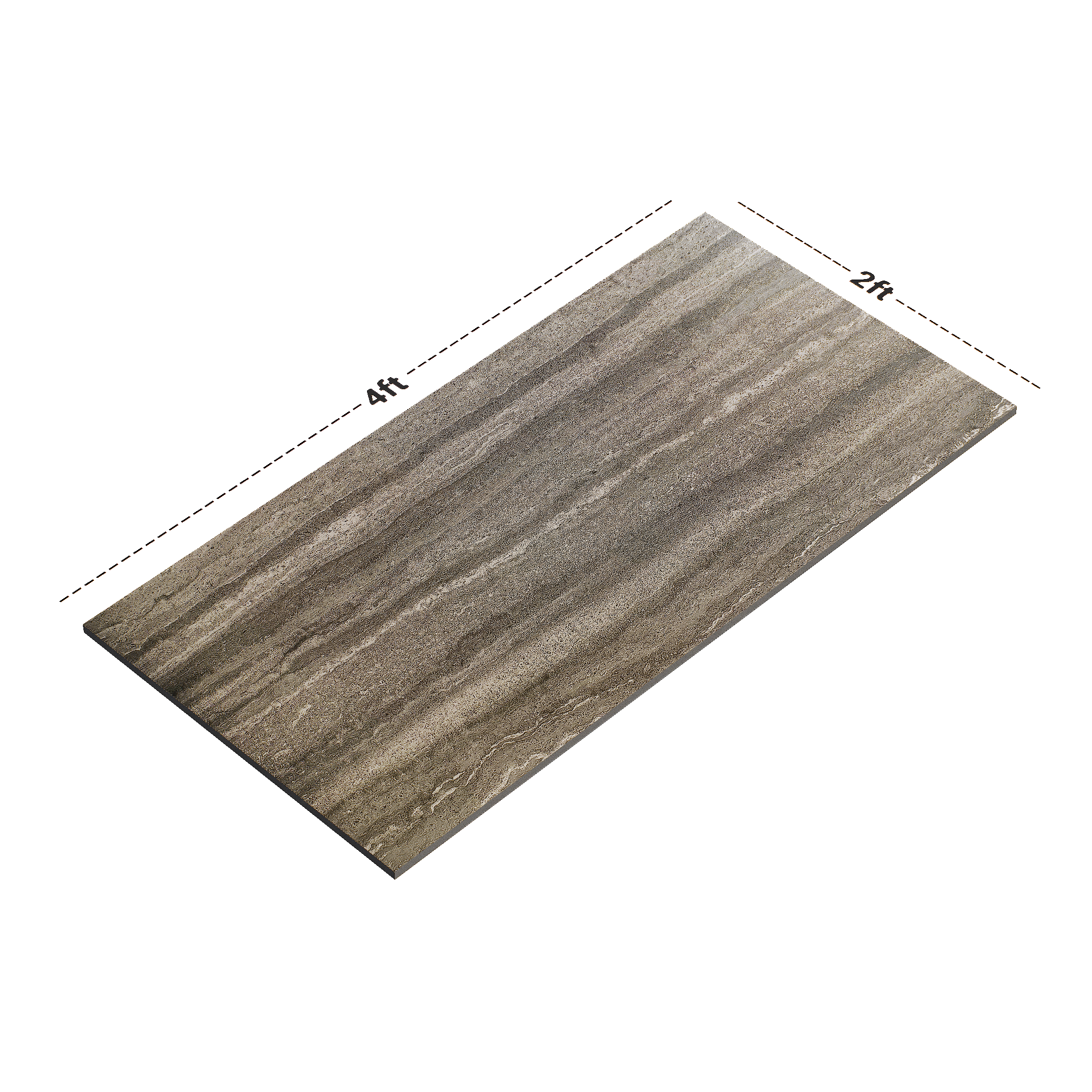 Dimension image of TL 00941 Dark Travertino 1200 x 600 mm GVT Matte Finish Tile - 9 mm | Material Depot