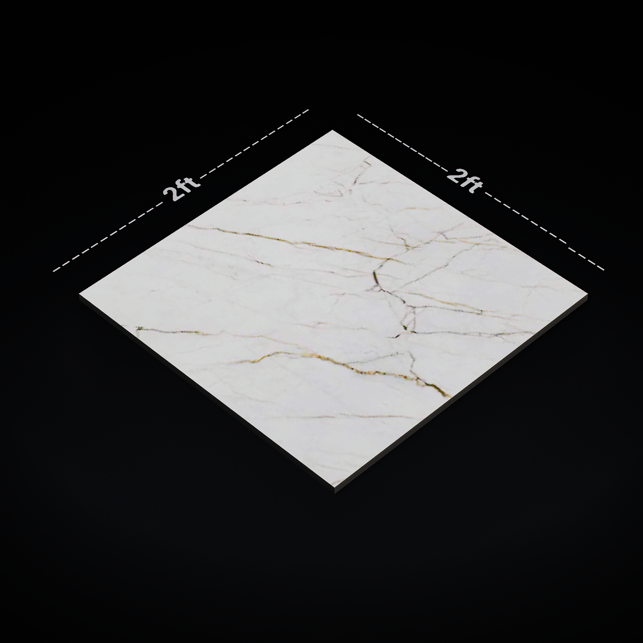 Dimension image of TL 01053 Opera White 600 x 600 mm Carving Matte Finish Tile - 9 mm | Material Depot