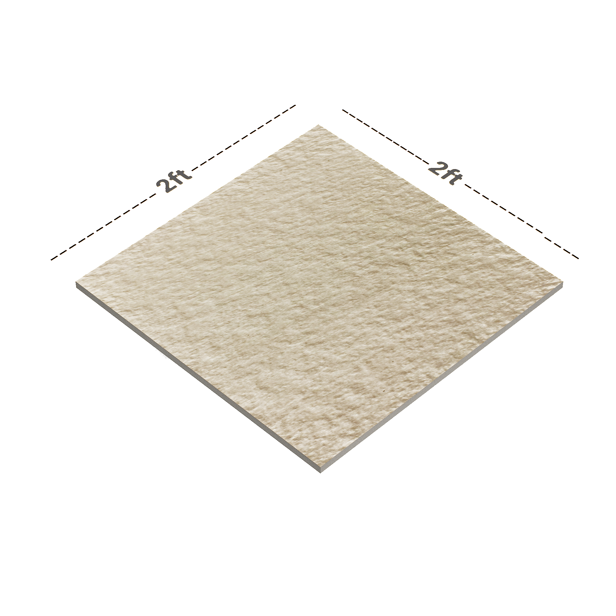 Dimension image of TL 01107 Beige Stone Matte Finish 600 x 600 mm Stone Full Body Vitrified Tile - 9 mm | Material Depot