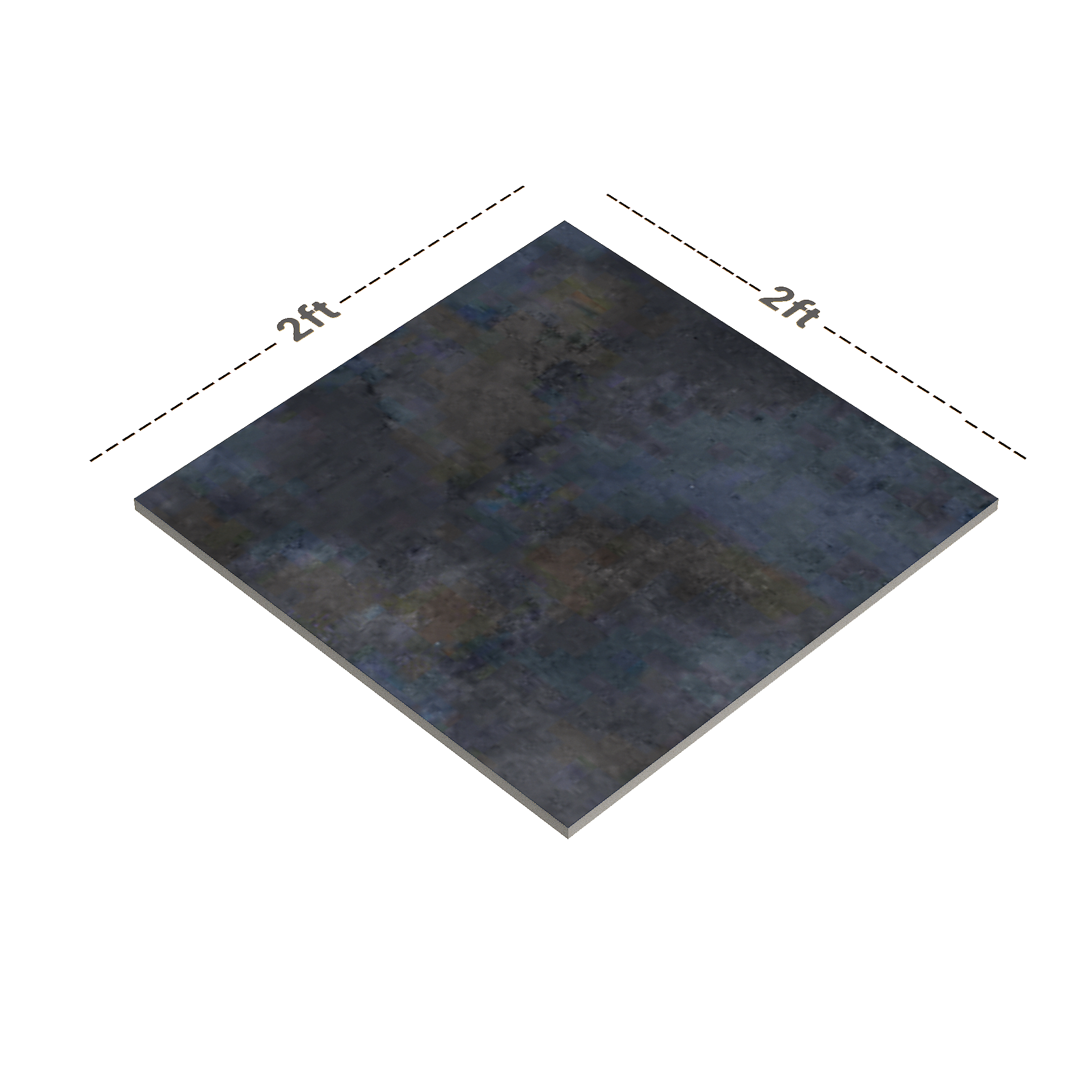 Dimension image of TL 01189 Mettalic Black 600x600 mm Carving Matte Finish Tile - 9 mm | Material Depot