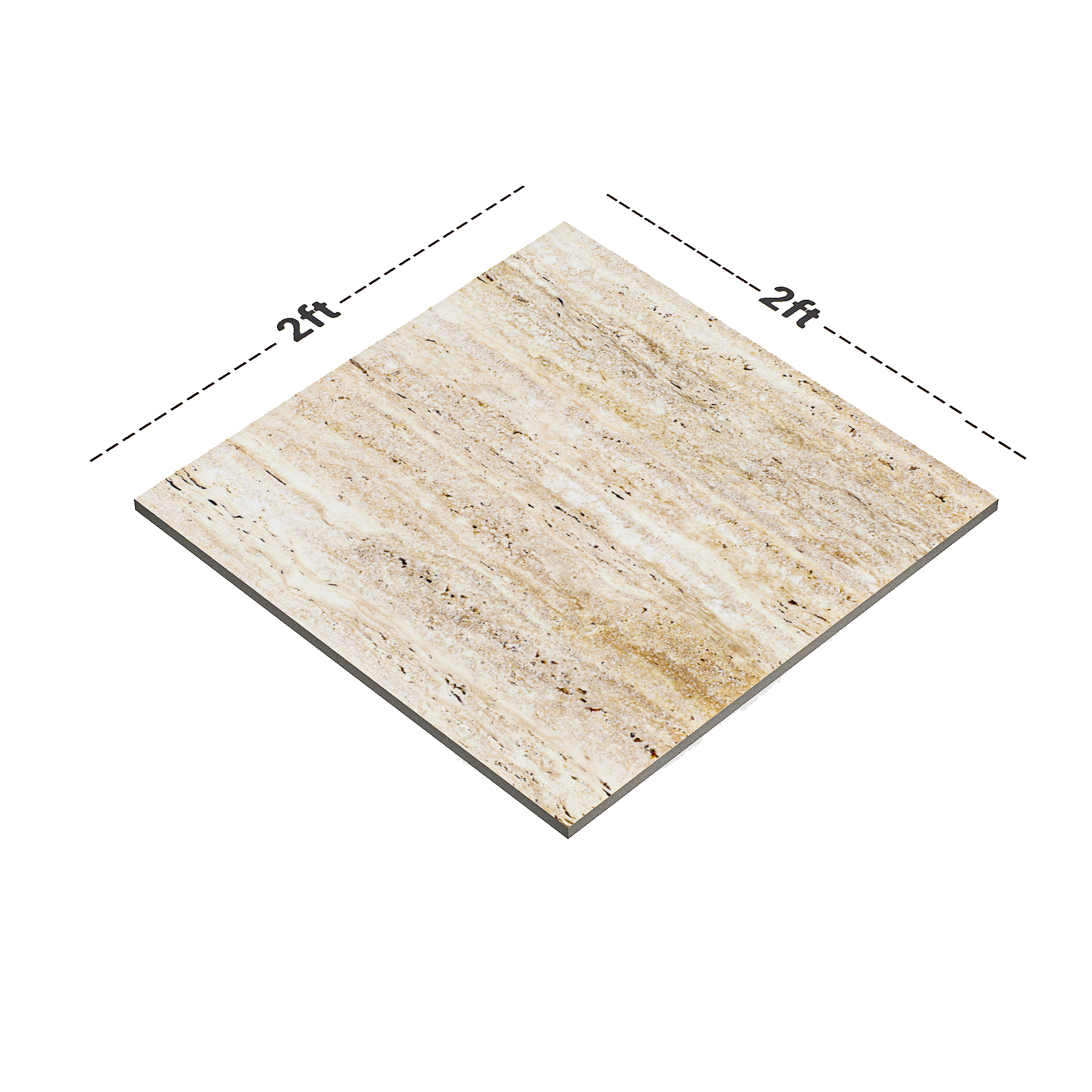 Dimension image of TL 01487 Beige Crema 2 ft x 2 ft Matte Finish Wall and Floor Porcelain Tile - 9 mm | Material Depot