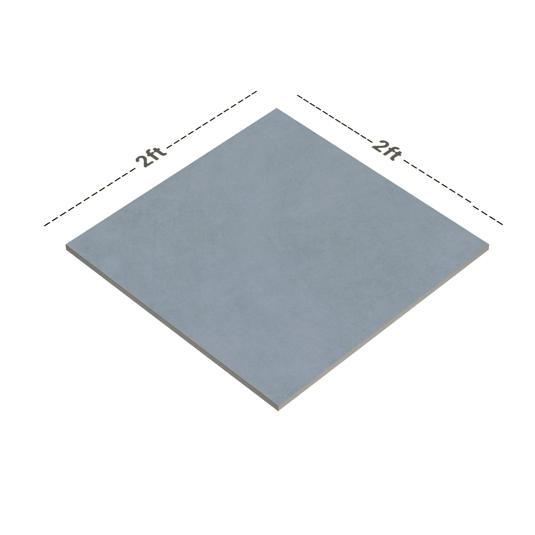 Dimension image of TL 01495 Cool Grey 2 ft x 2 ft Matte Finish Wall and Floor Porcelain Tile - 9 mm | Material Depot