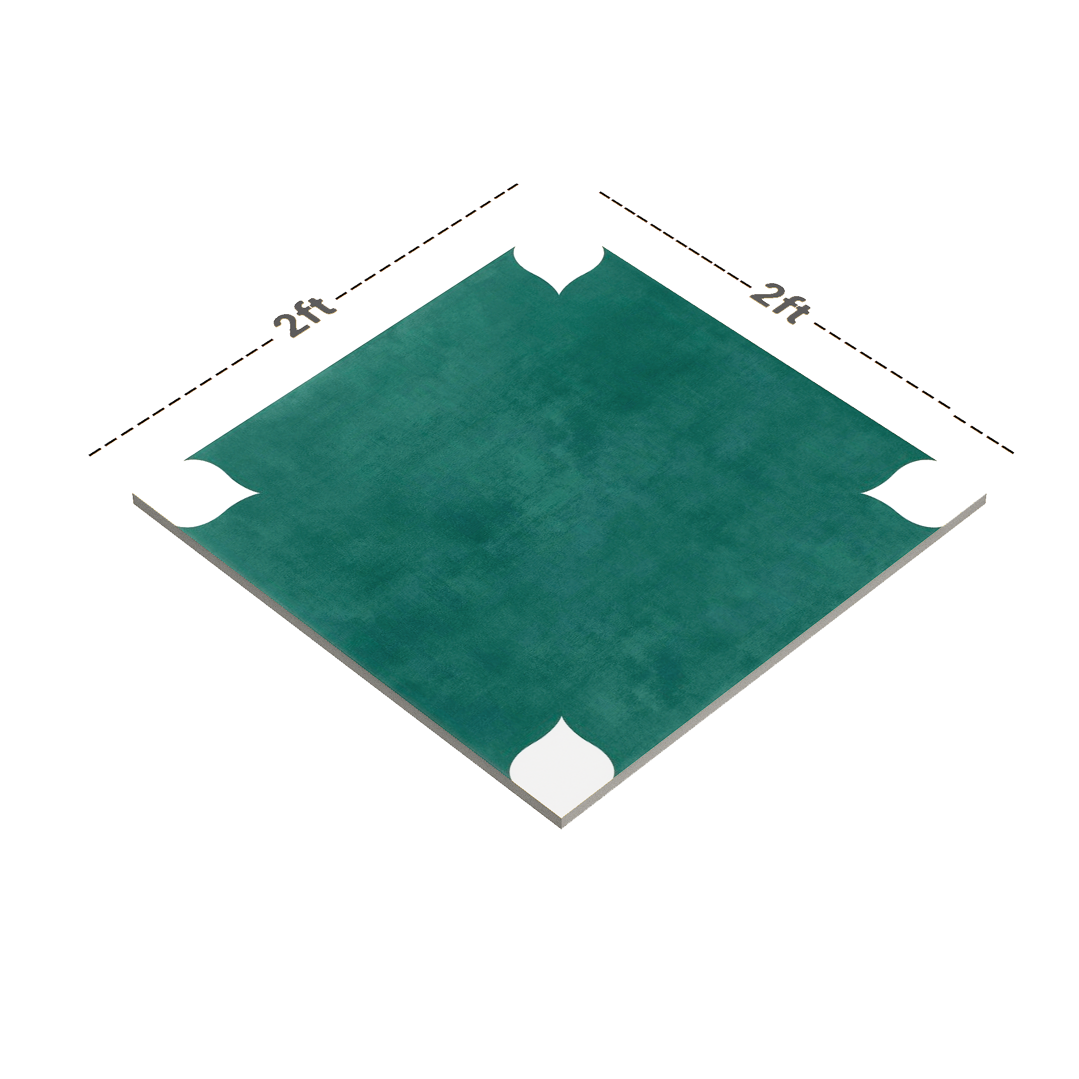 Dimension image of TL 02137 B Floral Green Centre Part 600 x 600 mm Tile | Material Depot