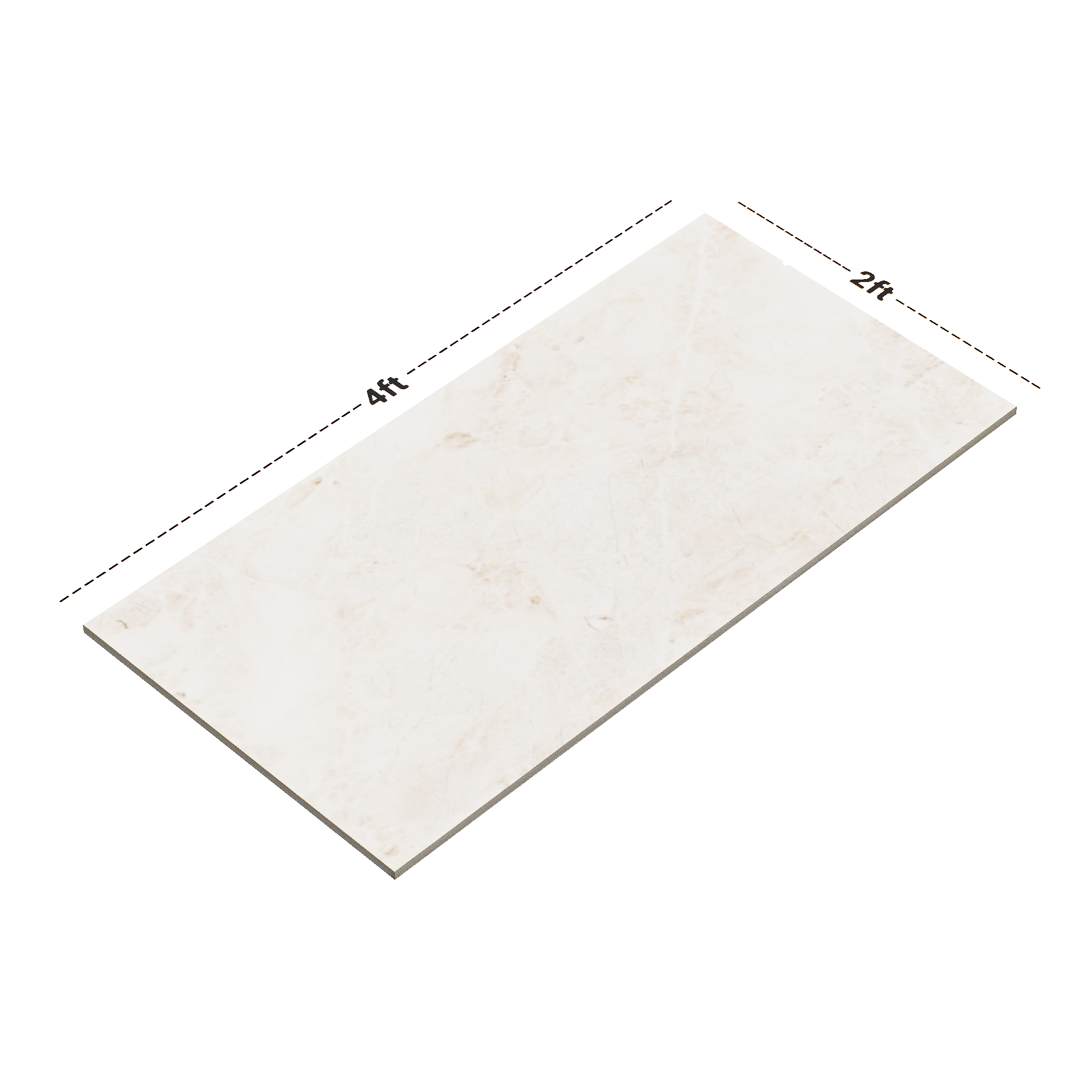 Dimension image of TL 02174 1 Sand Beige 4 ft x 2 ft Glossy Finish Wall & Floor Tile - 9 mm | Material Depot