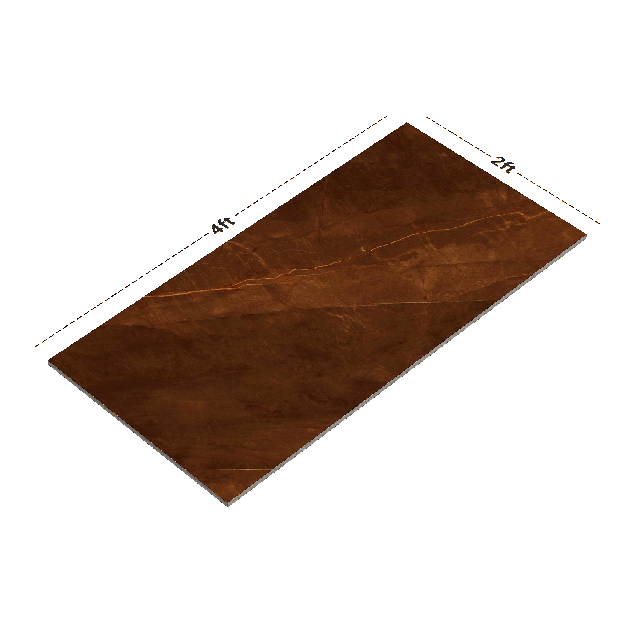 Dimension image of TL 02180 1 Armani Brown 4 ft x 2 ft High Gloss Finish Wall & Floor Tile - 9 mm (Random 4) | Material Depot